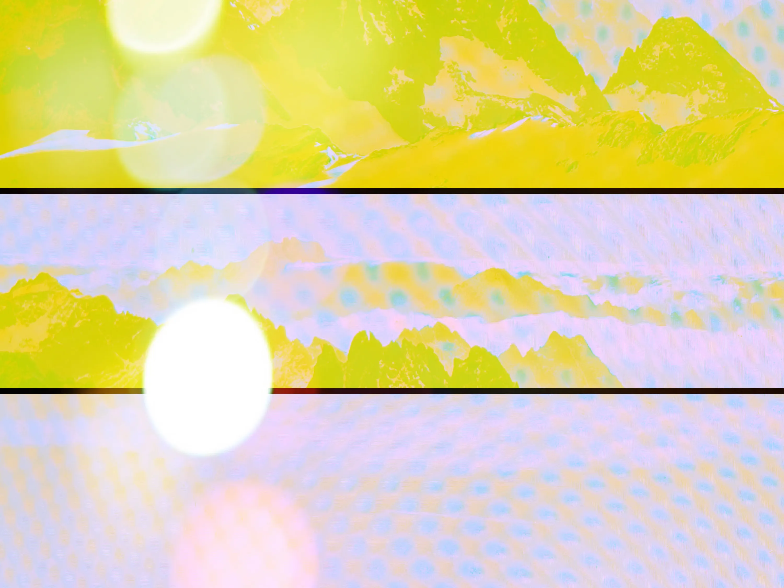 Assembly presents *Range: Of Swiss Fort Knox* by Penelope Umbrico. Building on her Range series, this collection was made specifically for the blockchain and focuses on Swiss Fort Knox, an underground data center in the Swiss Alps that provides "long-term access to our digital cultural and scientific assets." After sourcing internet images tagged “Swiss Fort Knox,” she photographs the images on the screen with her iPhone, processing them through the camera app filters that simulate “mistakes” of analogue photography. Hallucinogenic colors blend with disorienting effects of the device’s gravity sensor to dislodge any perception of stability in the mountain, the data center, and the photographic medium. The data center (a contemporary cultural repository) melds with the supposed stability of the mountain range (one of the oldest sites of spiritual contemplation) and is destabilized through the generative changes of each iteration, yet now remains fixed in time through the blockchain.