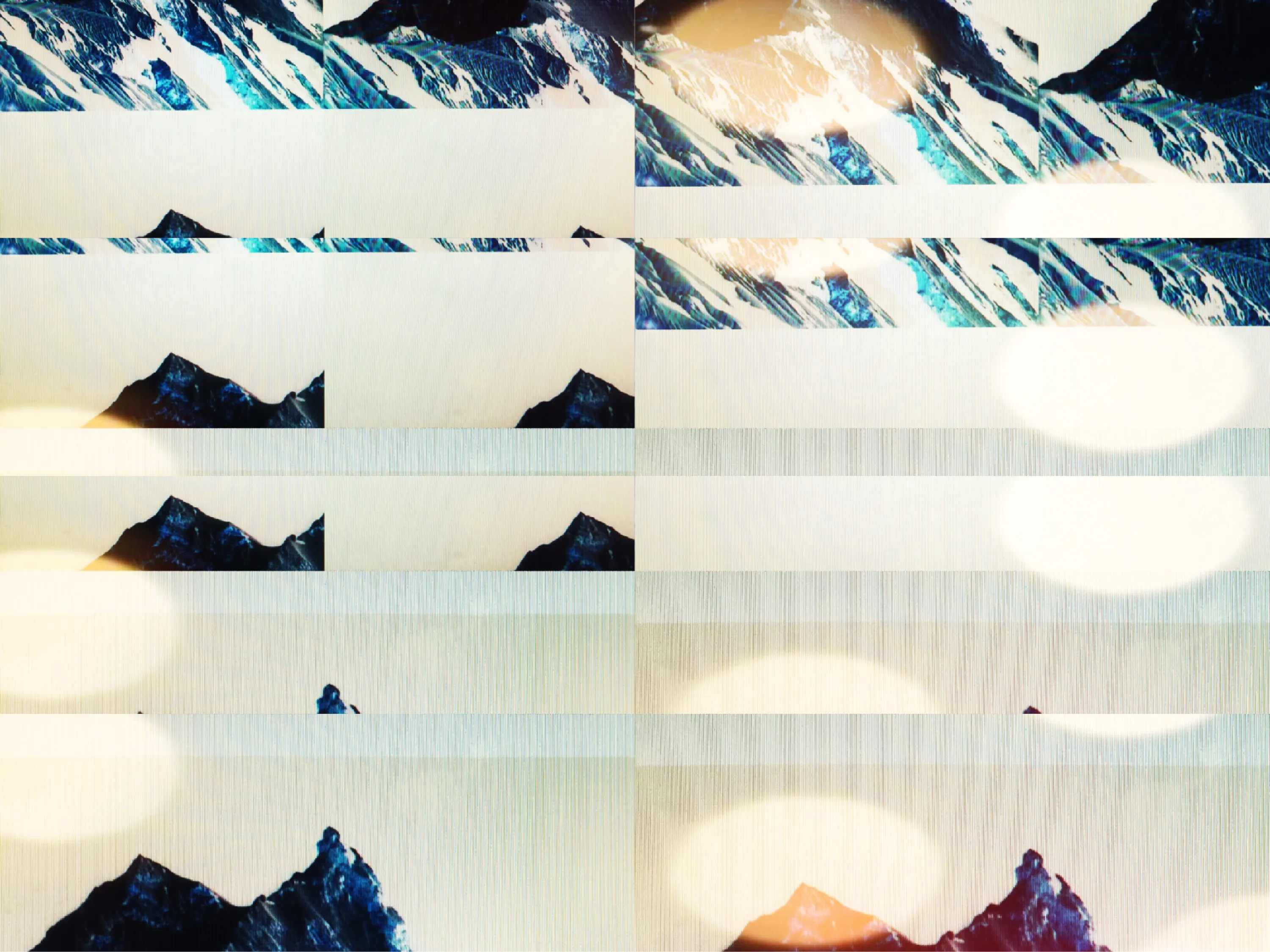 Assembly presents *Range: Of Swiss Fort Knox* by Penelope Umbrico. Building on her Range series, this collection was made specifically for the blockchain and focuses on Swiss Fort Knox, an underground data center in the Swiss Alps that provides "long-term access to our digital cultural and scientific assets." After sourcing internet images tagged “Swiss Fort Knox,” she photographs the images on the screen with her iPhone, processing them through the camera app filters that simulate “mistakes” of analogue photography. Hallucinogenic colors blend with disorienting effects of the device’s gravity sensor to dislodge any perception of stability in the mountain, the data center, and the photographic medium. The data center (a contemporary cultural repository) melds with the supposed stability of the mountain range (one of the oldest sites of spiritual contemplation) and is destabilized through the generative changes of each iteration, yet now remains fixed in time through the blockchain.