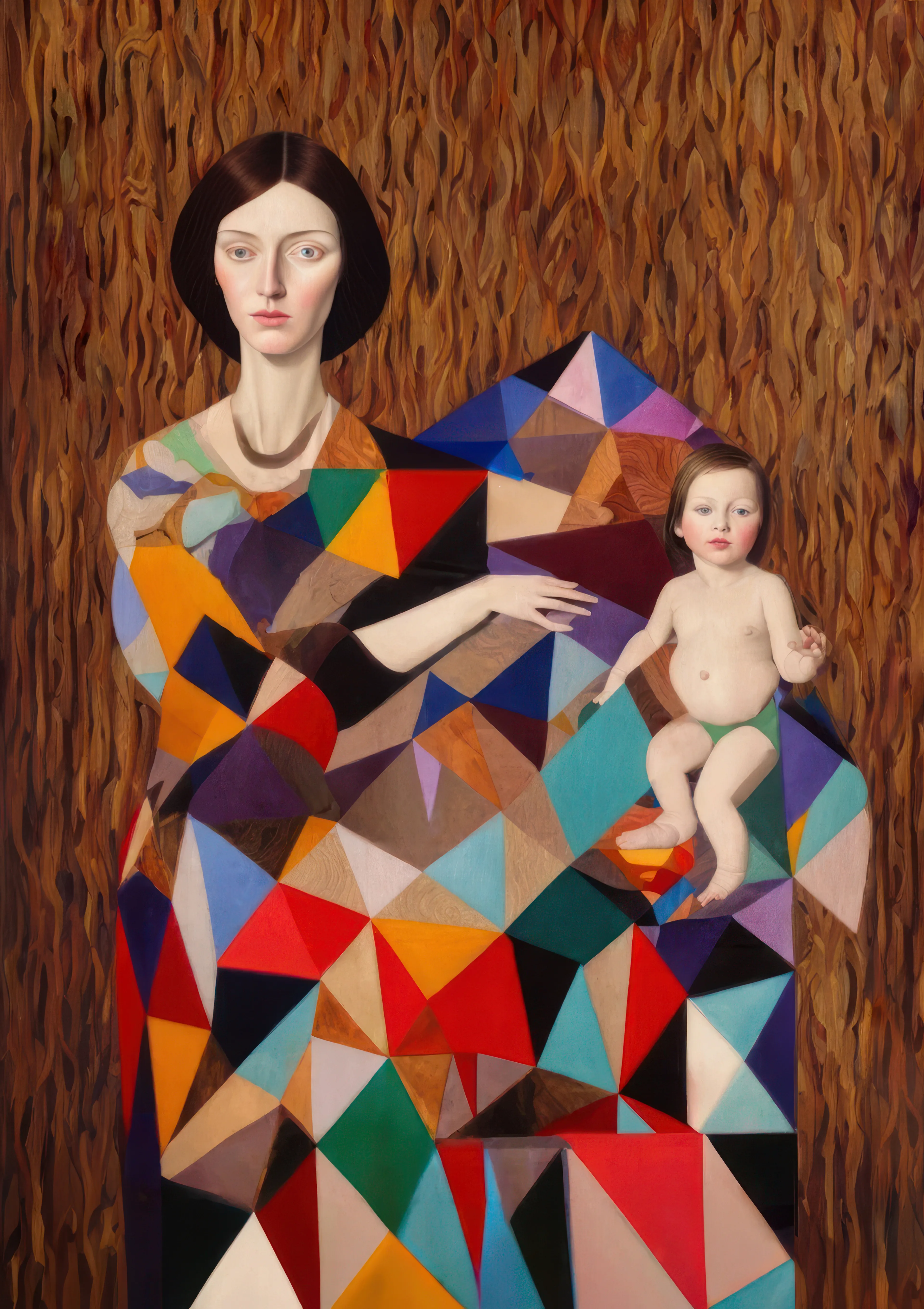 The expectant mother, awaiting twins, was also caring for a toddler. 

Passers-by who wandered along the low fence line of the front garden would be told “My mummy’s having two babies”.

Artwork by Australian artist lilyillo in collaboration with AI, 2023. 

300dpi, 6000px x 8500px | JPG