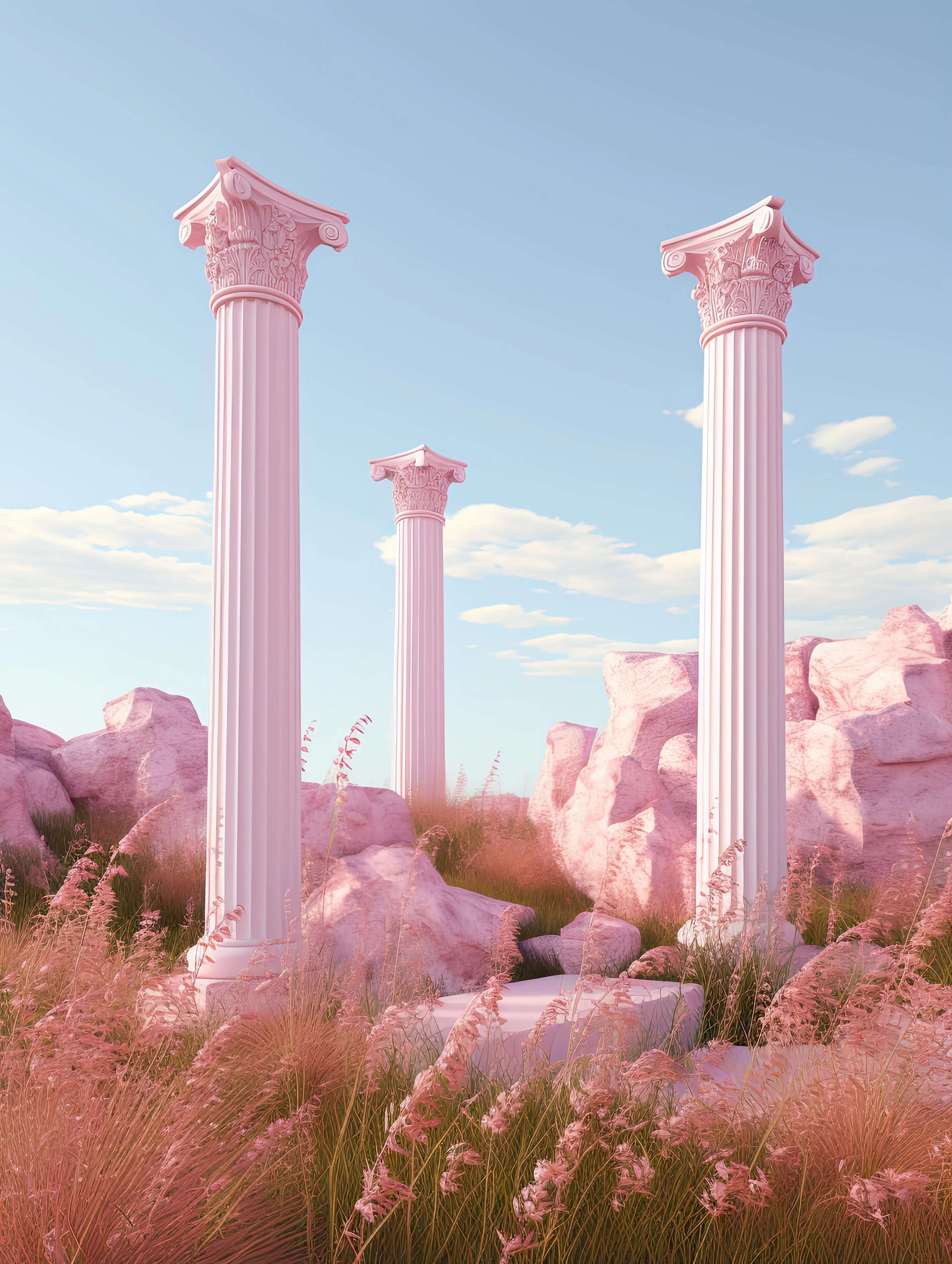 As I evolve as an artist, this piece reflects a profound realization of leaving the past behind, embracing a new chapter of life. The weathered columns stand as a testament to the strength gained from overcoming challenges, while their graceful decay signifies the beauty found in embracing change.