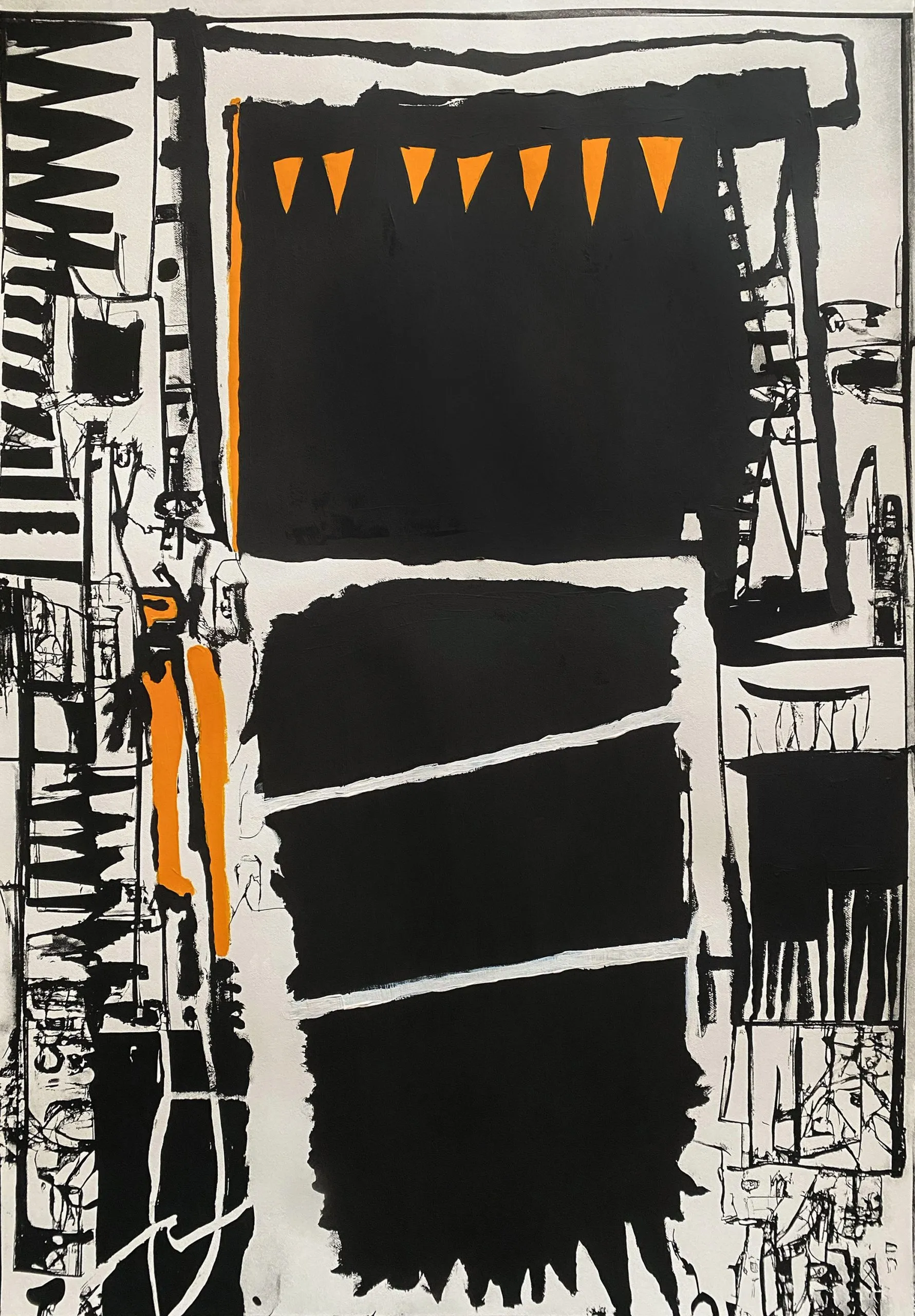 Payload #9, 2023,  
2-color silkscreen with hand embellished acrylic

21 5/8x31 1/2 in

55x80 cm
