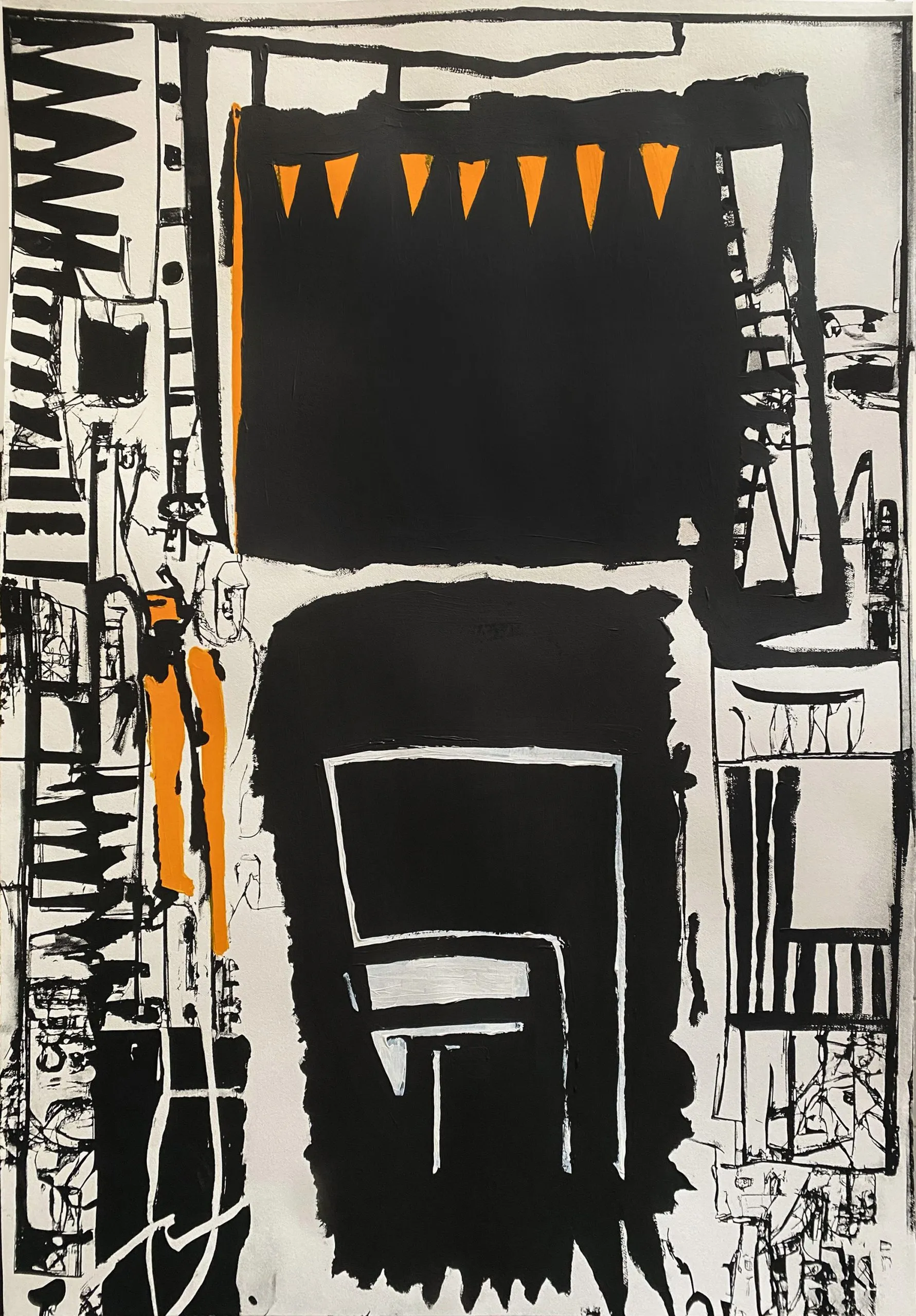 Payload #7, 2023,  
2-color silkscreen with hand embellished acrylic

21 5/8x31 1/2 in

55x80 cm