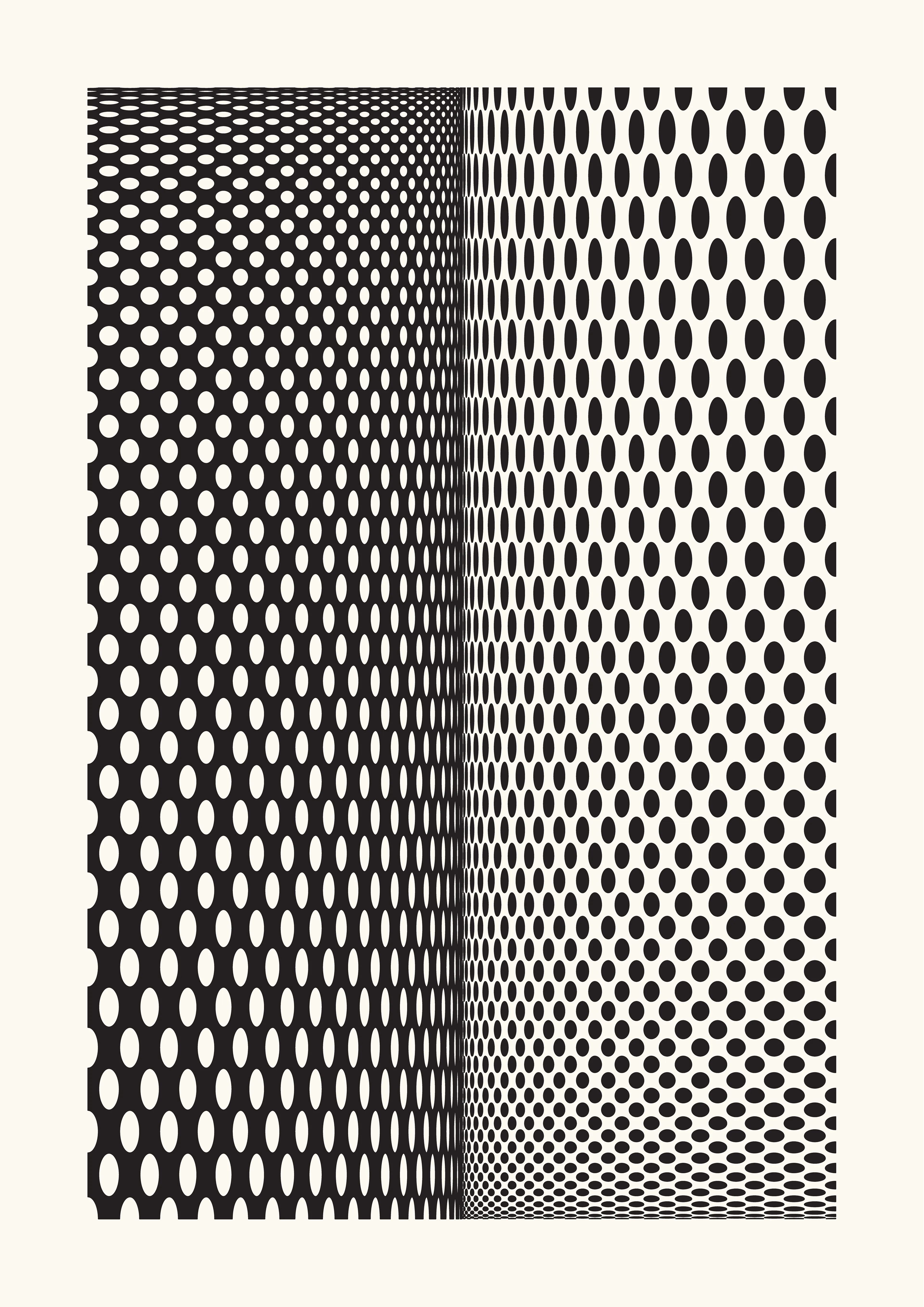 The Generative Design Studies series draws inspiration from the foundations of geometric abstraction and op art, paying homage to renowned artists like Bridget Riley, Victor Vasarely, and Richard Anuszkiewicz.

The aim is to examine how basic, static shapes and different perspectives can create the impression of warped space, captivating the viewer and directing their gaze. This process blurs the distinction between three-dimensional and two-dimensional spaces within the artwork.

Building on this is the introduction of an autonomous generative system, through a self-coded algorithm that can randomly rearrange shapes within a grid, including lines, circles, squares, and triangles, while also varying their points of origin, adding dimensions to the work whilst also creating an infinite number of artworks.

From these outputs, the artist has carefully curated a selection, to then offer a meticulous rendering on paper by using a pen plotter.

Digital: 5658x8000px PNG
Plot: A2