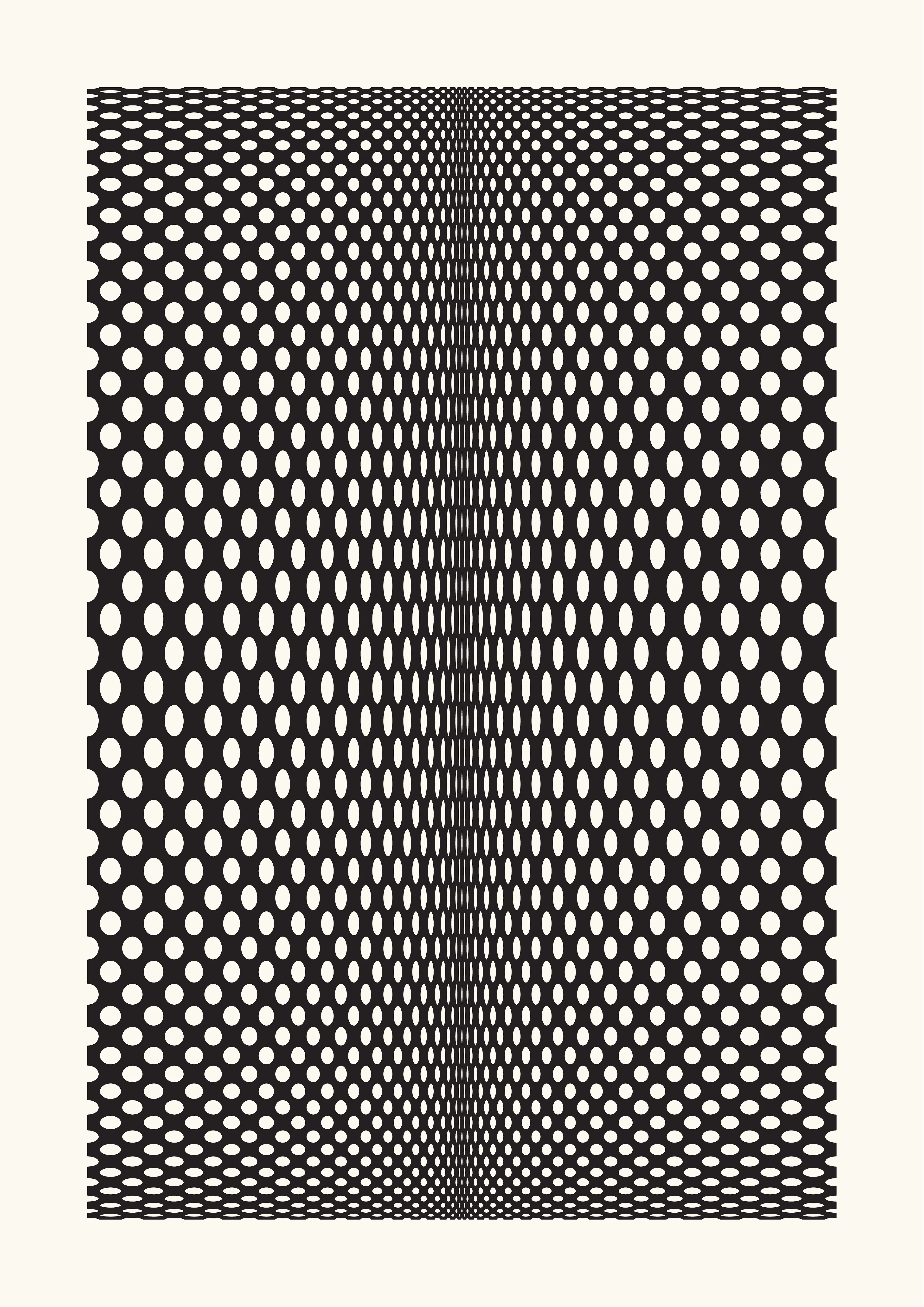 The Generative Design Studies series draws inspiration from the foundations of geometric abstraction and op art, paying homage to renowned artists like Bridget Riley, Victor Vasarely, and Richard Anuszkiewicz.

The aim is to examine how basic, static shapes and different perspectives can create the impression of warped space, captivating the viewer and directing their gaze. This process blurs the distinction between three-dimensional and two-dimensional spaces within the artwork.

Building on this is the introduction of an autonomous generative system, through a self-coded algorithm that can randomly rearrange shapes within a grid, including lines, circles, squares, and triangles, while also varying their points of origin, adding dimensions to the work whilst also creating an infinite number of artworks.

From these outputs, the artist has carefully curated a selection, to then offer a meticulous rendering on paper by using a pen plotter.

Digital: 5658x8000px PNG
Plot: A2