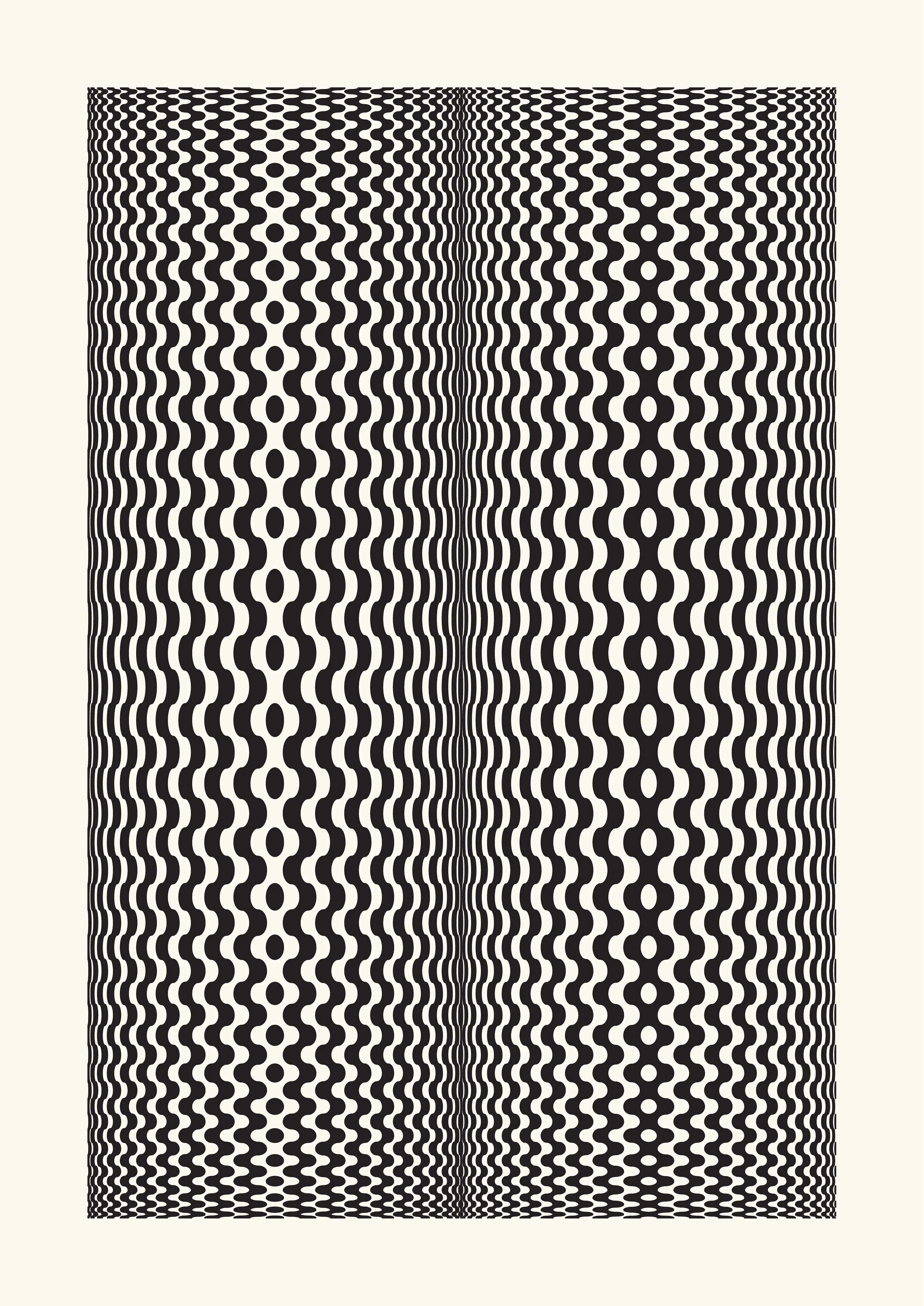 The Generative Design Studies series draws inspiration from the foundations of geometric abstraction and op art, paying homage to renowned artists like Bridget Riley, Victor Vasarely, and Richard Anuszkiewicz.

The aim is to examine how basic, static shapes and different perspectives can create the impression of warped space, captivating the viewer and directing their gaze. This process blurs the distinction between three-dimensional and two-dimensional spaces within the artwork.

Building on this is the introduction of an autonomous generative system, through a self-coded algorithm that can randomly rearrange shapes within a grid, including lines, circles, squares, and triangles, while also varying their points of origin, adding dimensions to the work whilst also creating an infinite number of artworks.

From these outputs, the artist has carefully curated a selection, to then offer a meticulous rendering on paper by using a pen plotter.

Digital: 5658x8000px PNG
Plot: A2