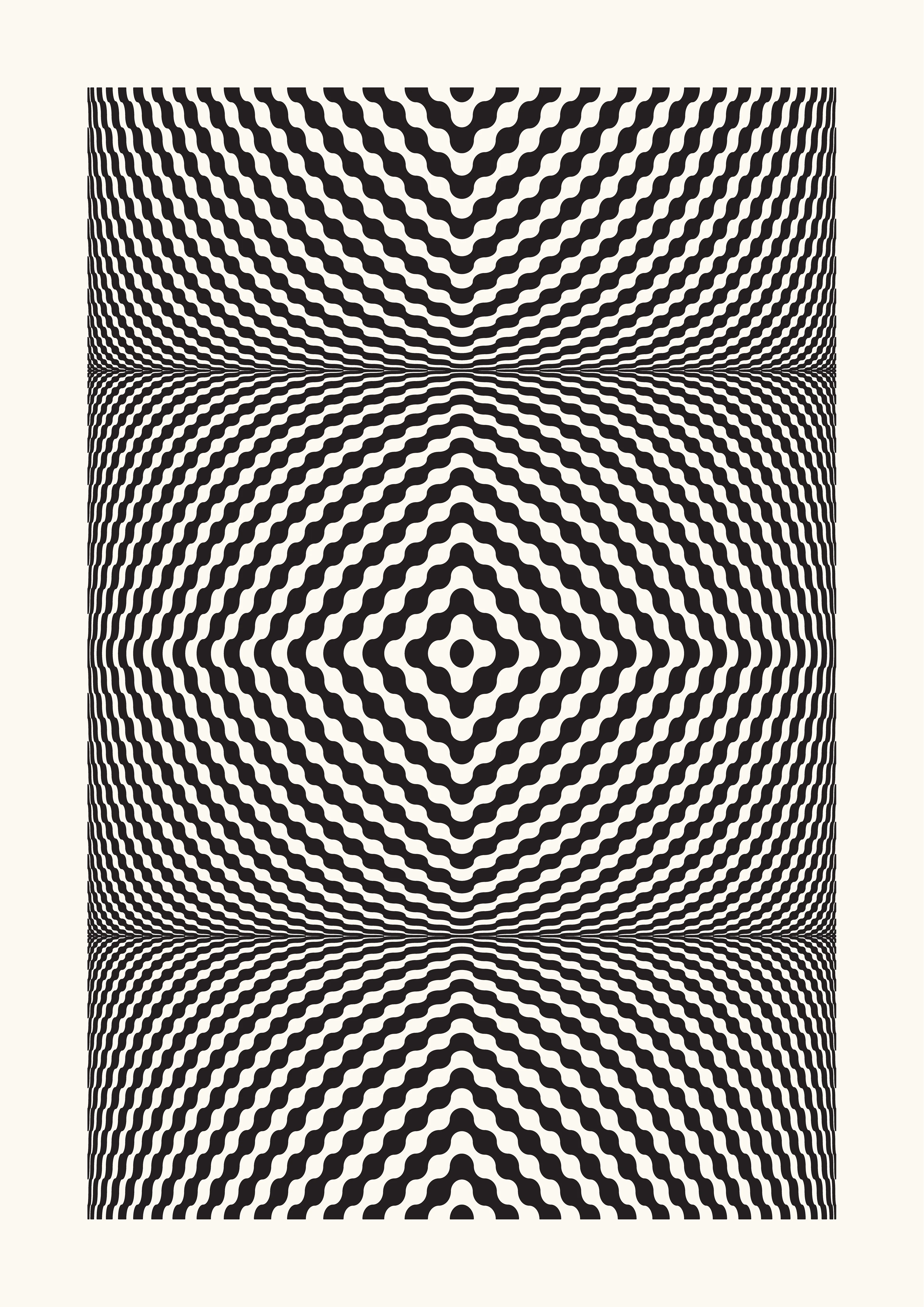 The Generative Design Studies series draws inspiration from the foundations of geometric abstraction and op art, paying homage to renowned artists like Bridget Riley, Victor Vasarely, and Richard Anuszkiewicz.
 
The aim is to examine how basic, static shapes and different perspectives can create the impression of warped space, captivating the viewer and directing their gaze. This process blurs the distinction between three-dimensional and two-dimensional spaces within the artwork.
 
Building on this is the introduction of an autonomous generative system, through a self-coded algorithm that can randomly rearrange shapes within a grid, including lines, circles, squares, and triangles, while also varying their points of origin, adding dimensions to the work whilst also creating an infinite number of artworks.
 
From these outputs, the artist has carefully curated a selection, to then offer a meticulous rendering on paper by using a pen plotter. 

Digital: 5658x8000px PNG
Plot: A2