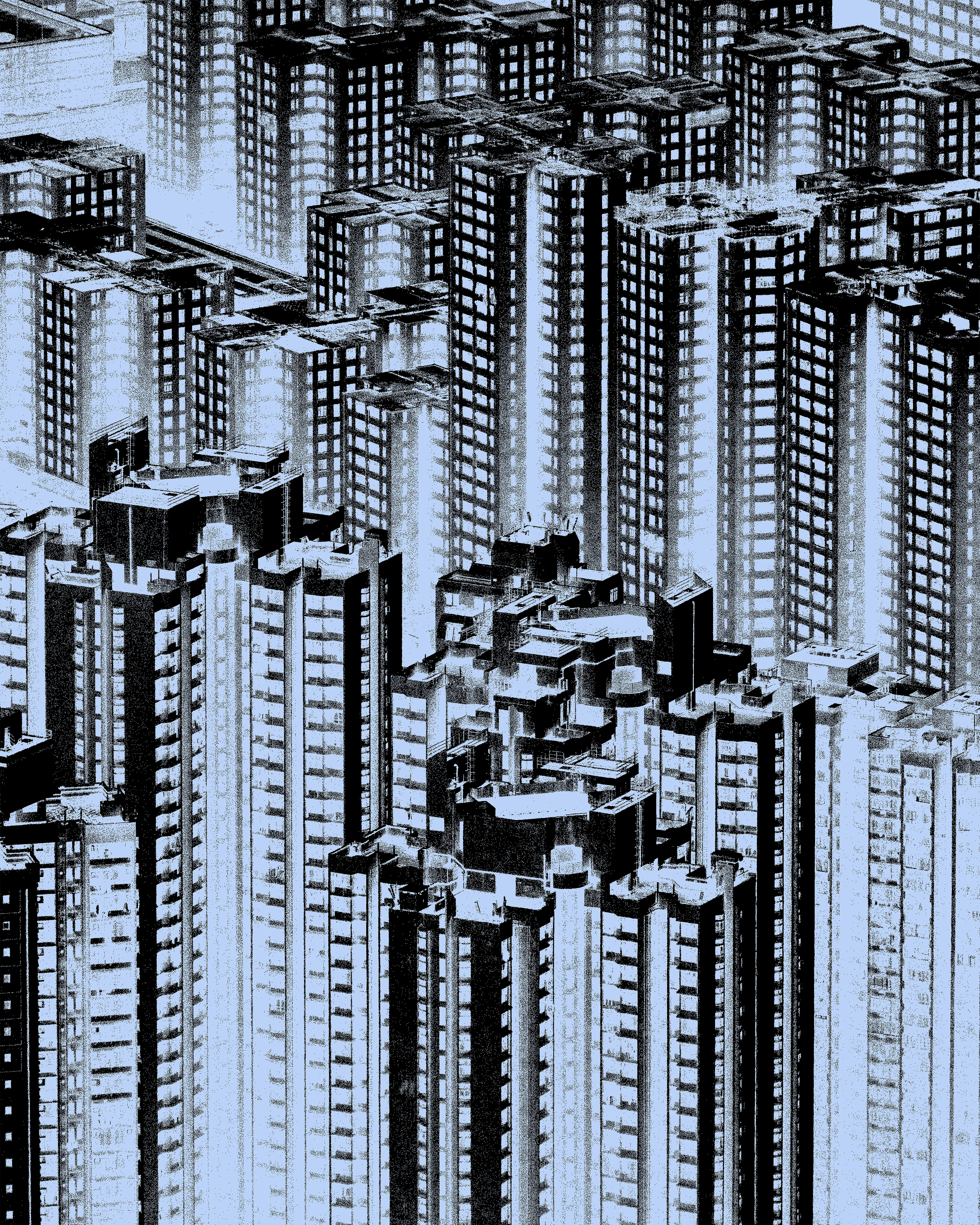 Systems is an 8 piece series of modern megacity skyscrapers cast in colour tones that contrast with the textures of the manufactured landscape.