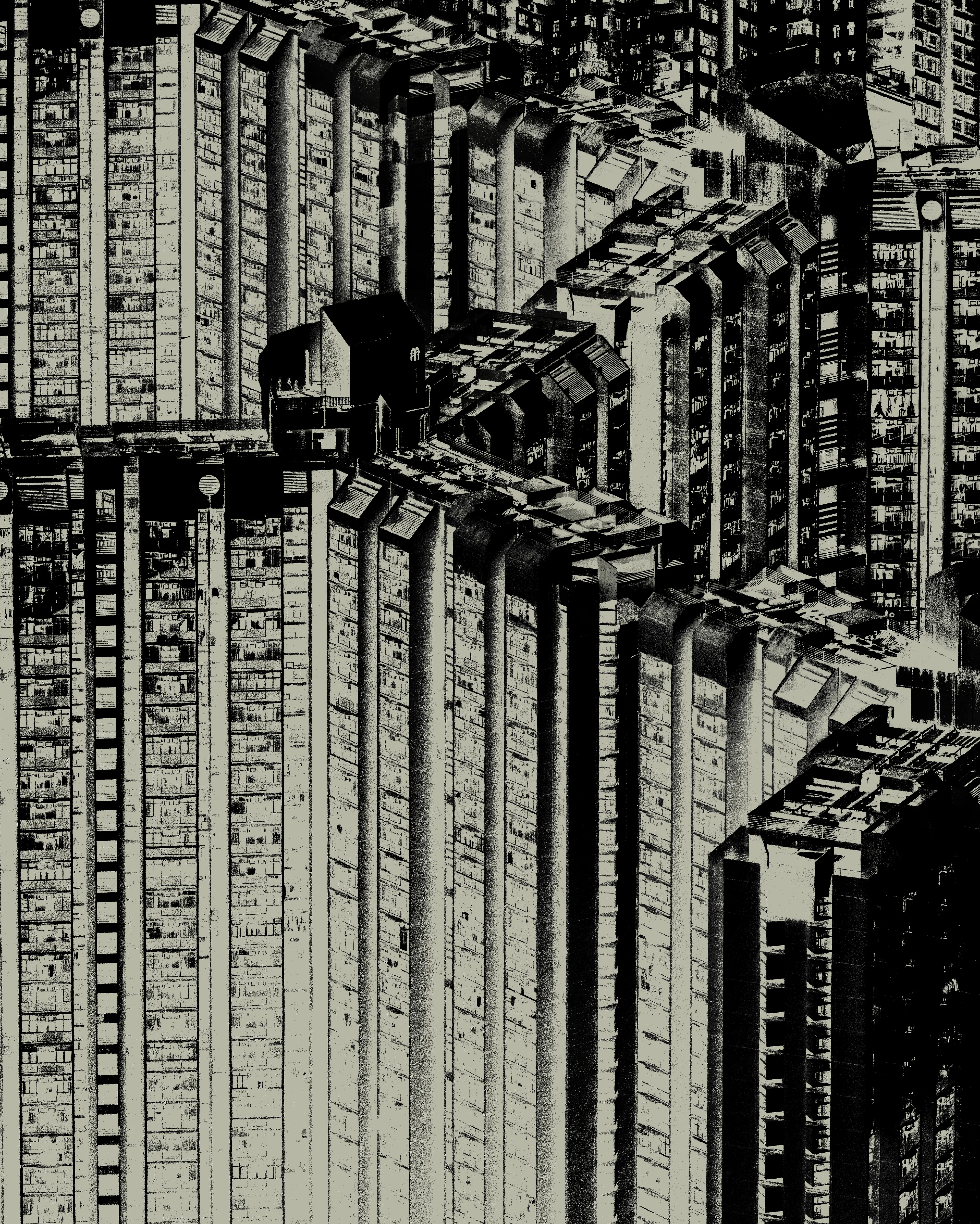 Systems is an 8 piece series of modern megacity skyscrapers cast in colour tones that contrast with the textures of the manufactured landscape.