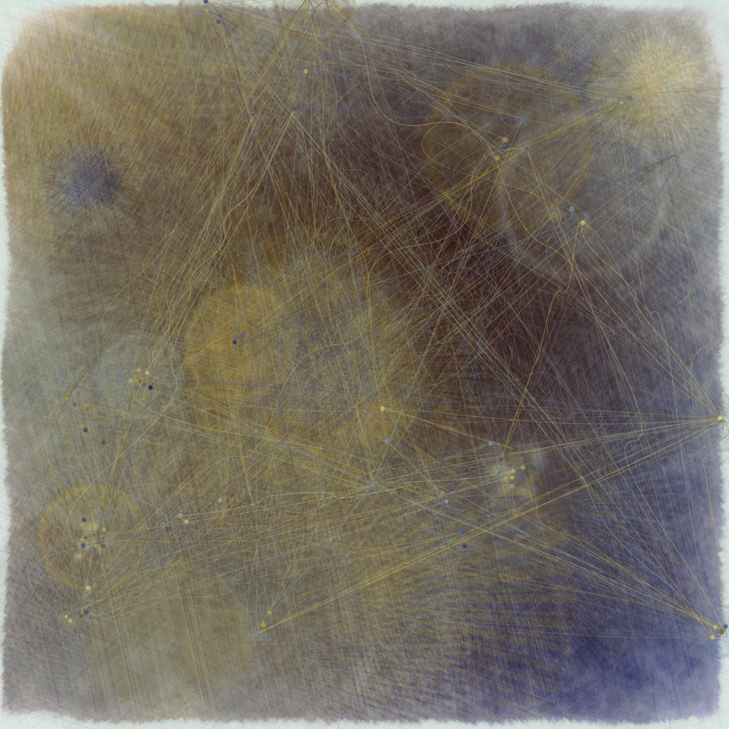 Reticulum is part of my continued exploration of developing deep color and texture using 100% generative approaches. For this project I created an entirely new generative color model and for the first time rendered the entire artworks using SVG making it possible to scale the outputs to any size in live mode.

I wanted this series to look like rudimentary and mutating networks. Crude interconnecting webs of primordial elements. I love the idea of a network coming online in terms of self awareness. Networks seem to pervade all of life from the vast Mycelium webs in forests through to the circulatory, nervous and neurological systems in our own bodies. More inspiring for me however is thinking about the first pulses of life that evolved in microbial networks in ancient epochs and also the possibility of self awareness evolving quietly and wildly within the interconnected machinery of the internet. This series of artworks I hope are a playful expression of my fascination with this subject. 

A recurrent theme in all my work is an attempt to create a simultaneous sense of both macro and micro vistas. In building the primitives for this project I was inspired by images of both microorganisms and vast skeletal gas clouds in interstellar nurseries revealed by the James Webb telescope. I often have the sense when looking out into the cosmos that this might be what it's like for a cell or even an atom looking around at its neighbors and unfathomably distant cousins. In this way I am filled with a sense that we ourselves might be nodes in a much larger self aware network. 

When I’m at my desk developing a work I don’t tend to think about much else other than the code and what is directly in front of me. Mostly I’m thinking visually or just involved with technical problem solving. It is exciting and sometimes even surprising for me to see how the subjects I have been contemplating and reading about recently reveal themselves in my work. When I write about my work it may seem contrived, but I would say the subjects I write about are genuinely inspiring a series, it's just that the means by which they get translated into visual forms is often a mystery even to me.  

As a way to make this a true Long Form Project in the sense that it is not just a curated collection of generative outputs I used a list of Seed Phrases to generate each output. These are included as a feature so collectors can see them and potentially use them as a name for each piece. I started out by forming a list of words that describe the project plus a few other words related to Long Form Generative art and the Web3 space. 'Proof' is in there! Each seed phrase is then passed to an algorithm that turns it into a hash of the same variety that is generated on the Ethereum network. This hash is then passed to the algorithm and the artwork is created in the same way an standard Art Blocks project is built.