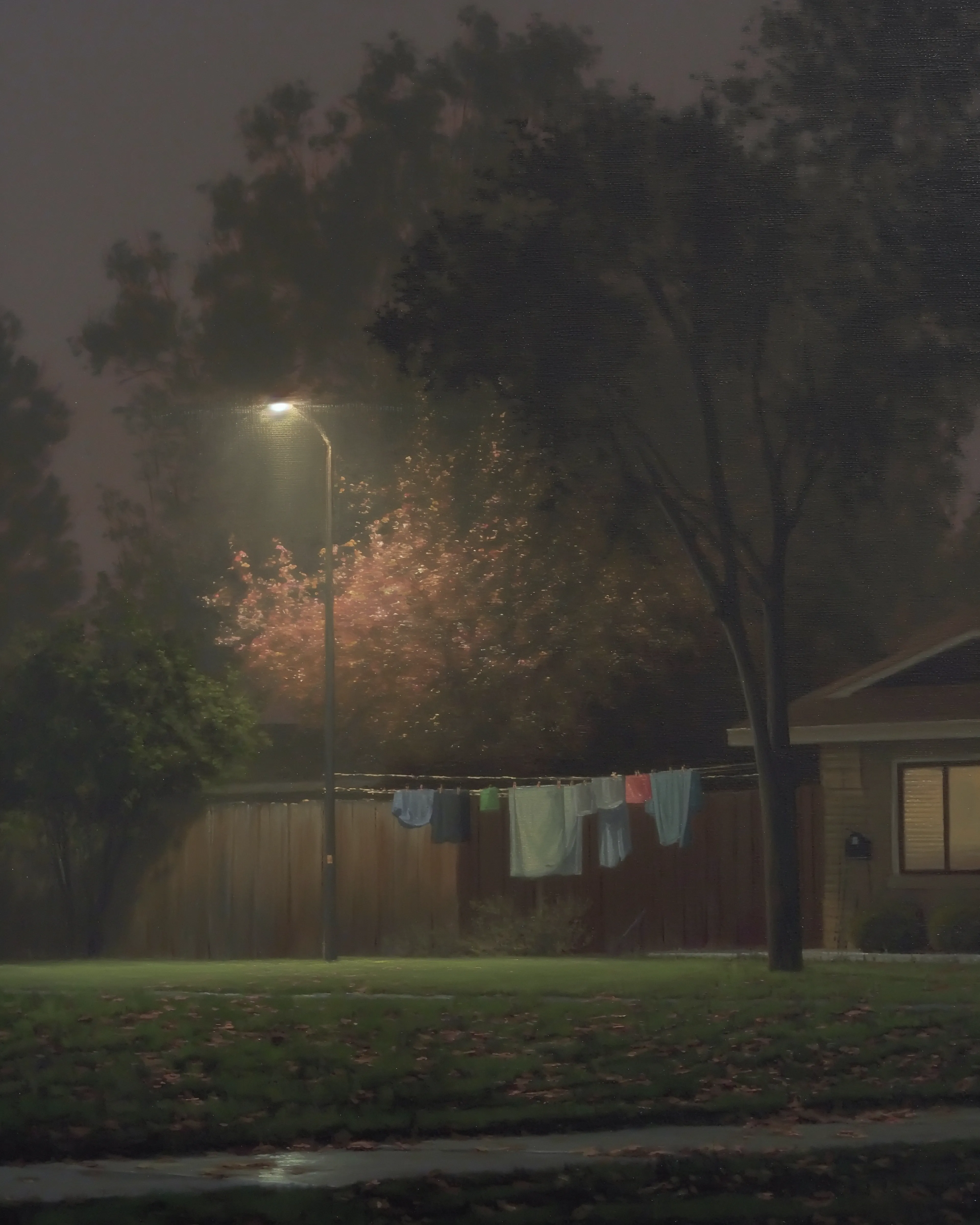  When you realize that the clothes aren't as dry as  
 you want them to be after coming back home  
 from the laundry mat late at night. The clothesline  
 offers a place to set your clothes out as the cool  
 nightly air blows them around. Hanging your  
 laundry under the stars can be a serene, giving  
 you a moment of calm at the end of your day as  
 you listen to the quiet of the night and feel the  
 breeze softly rustling through the fabric.