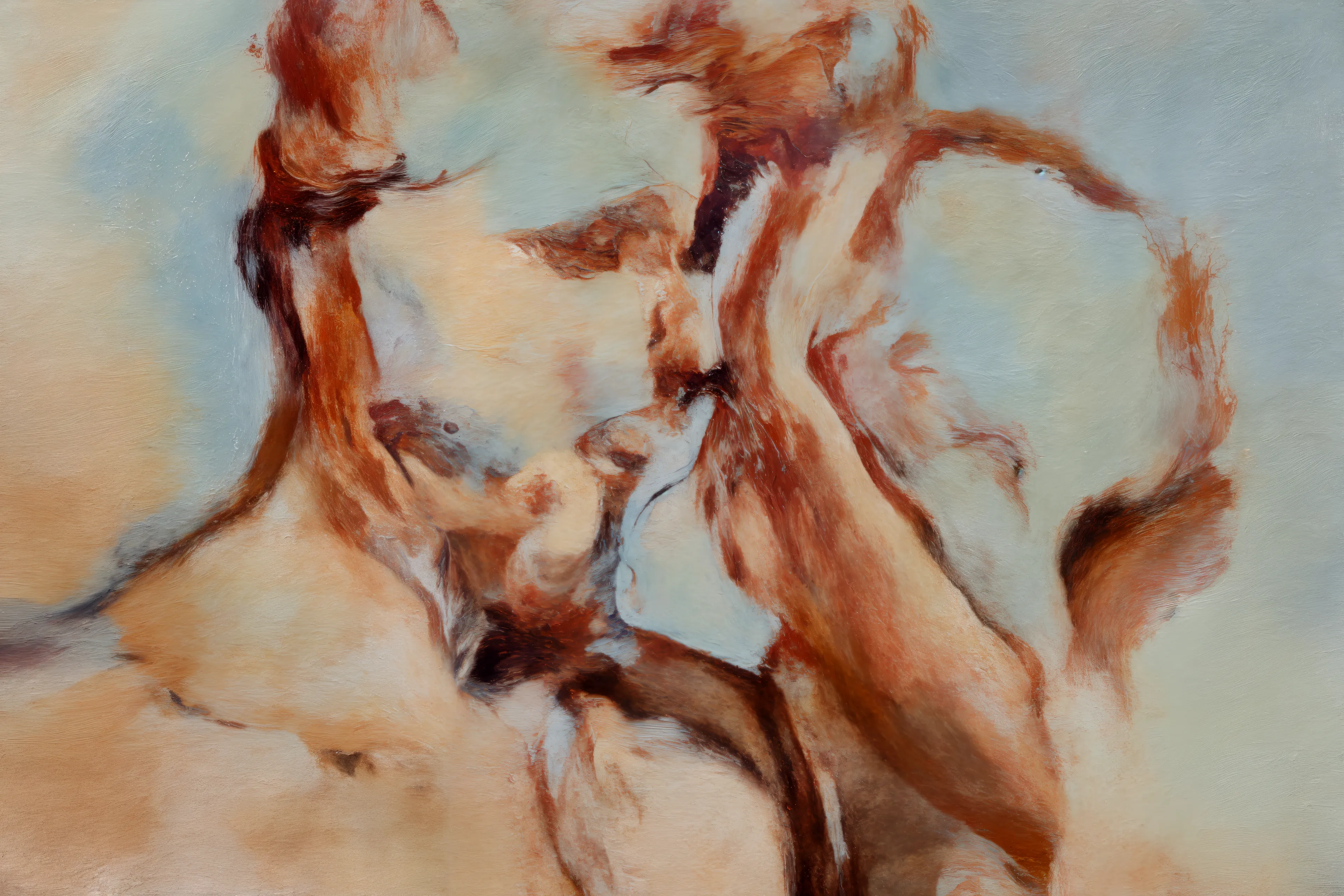 During their time, the impressionists were creating new interpretations of reality, employing novel techniques, and ridiculed by the establishment. However, looking backward, they are the defining movement of modern art, gracing textbook covers and museum banners. 

The radicals have been adopted.

Today, as someone who explores creative AI, I focus much of my work on impressionist and post-impressionist style paintings, reimagining these now definitionally "establishment" techniques to create new views of reality, using new technology, and doing so in the domain considered somewhere between trite novelty and heretical: artificial intelligence.
 
It's within this frame that I often explore new AI models to see what they are capable of. What brushstrokes can I call from within their machine learning? What colors can I evoke?

Using a particularly scorned model (SDXL Beta), I found that perhaps it was misunderstood. When I adjusted the settings to give myself less control, I encountered beautiful, haunting impressions. Abstract images. Figures that blended back and forth into the brushstrokes.

I soon was drawn to a recurring character, a red-headed man whose hair was so vibrant that it came to bear on even the most chaotic, low-control settings.

I found myself literally chasing this vision through the latent space. Generating countless images, all wisps and impressions from this "broken" model. Only once I had completed the set did I realize whose distorted reflection had been whispering to me through the tortured brushstrokes of the machine.