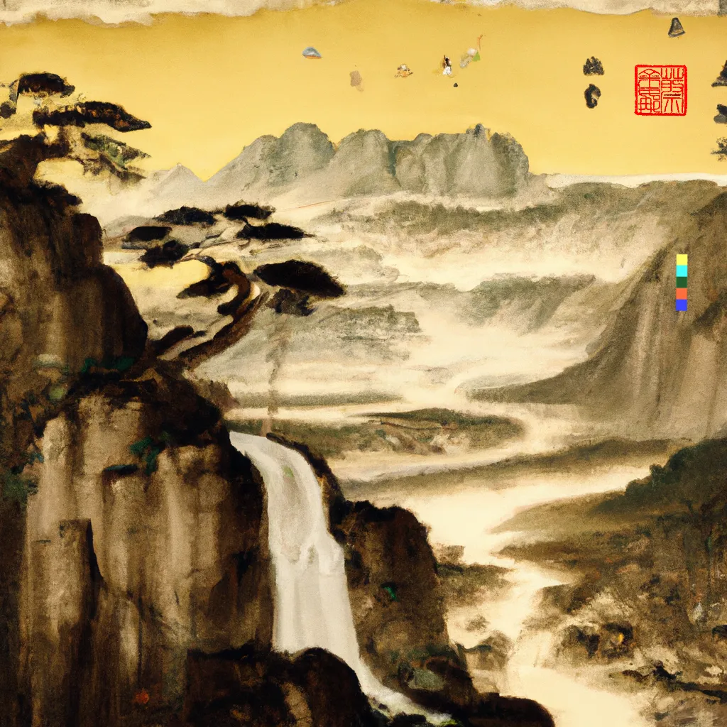 ‘Xie Hua’ (写 畫) Collection
1/1

Through the process of deconstructing and recontextualising the ancient Chinese instructional text on technique and aesthetics, the Mustard Seed Garden Painting Manual, first published in 1679, I have invited AI invigorated responses creating artworks that illuminate, reanimate and imagine the past in a glorious homage to tradition and technological experimentation.

In China there is an historical kinship between writing (xie | 写) and painting (hua | 畫). Literati scholar-painters would describe the act of painting in terms of the verb to write, xie (写), or even praise good literati painting by calling it writing. This intersection is explored in ‘Xie Hua’ (写 畫) Collection with artworks written from imagination into reality through the conduit of AI.

The addition of my artist seal 蔡金娜 (Choy Gina) indicates authorship and enhances composition. While the DALL·E watermark is rotated vertically as a second seal to reflect the medium of AI.