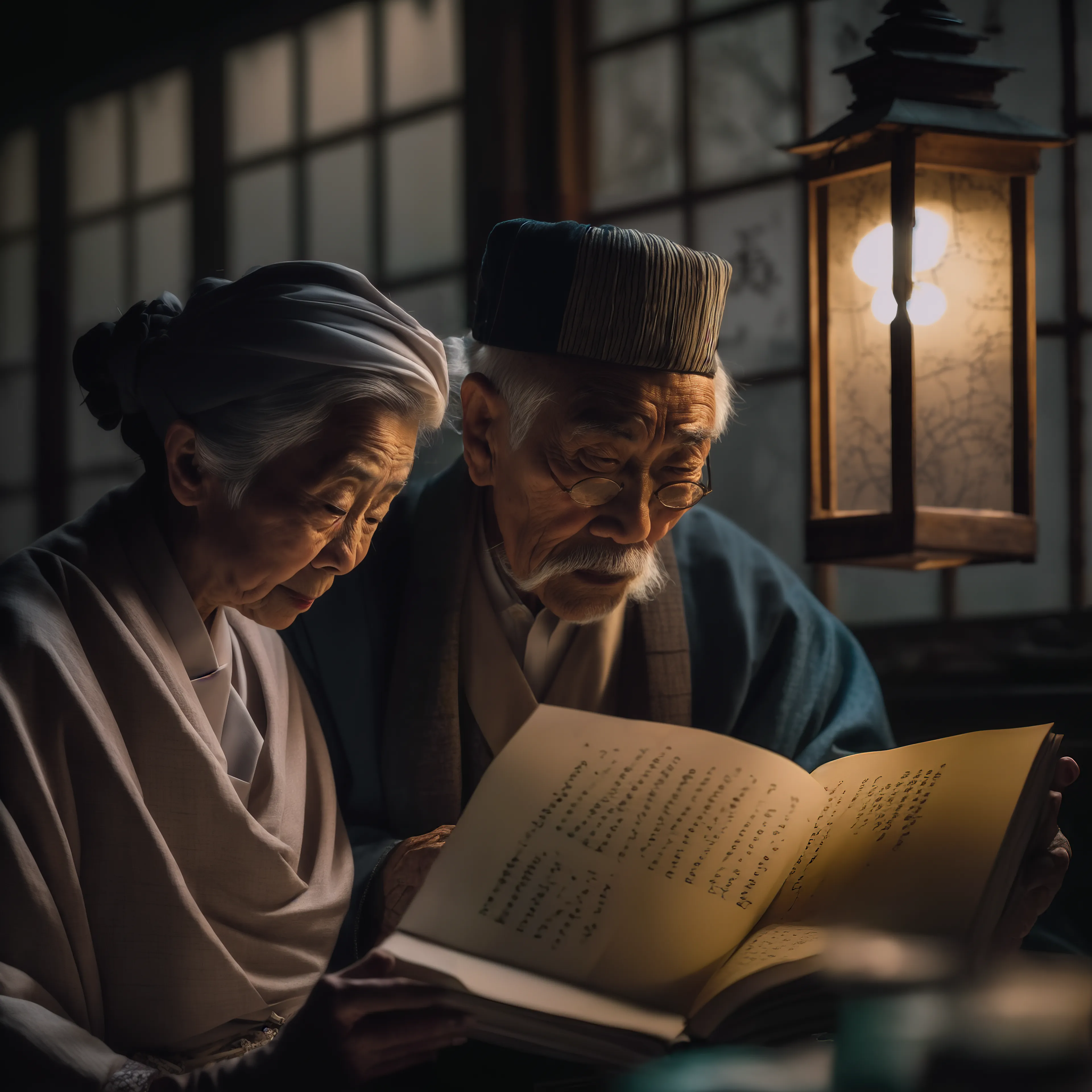 Amidst the books, two lovers sit,

Years of love between them lit,

Pages turn, the story unfolds,

Together in happiness, their hearts behold.