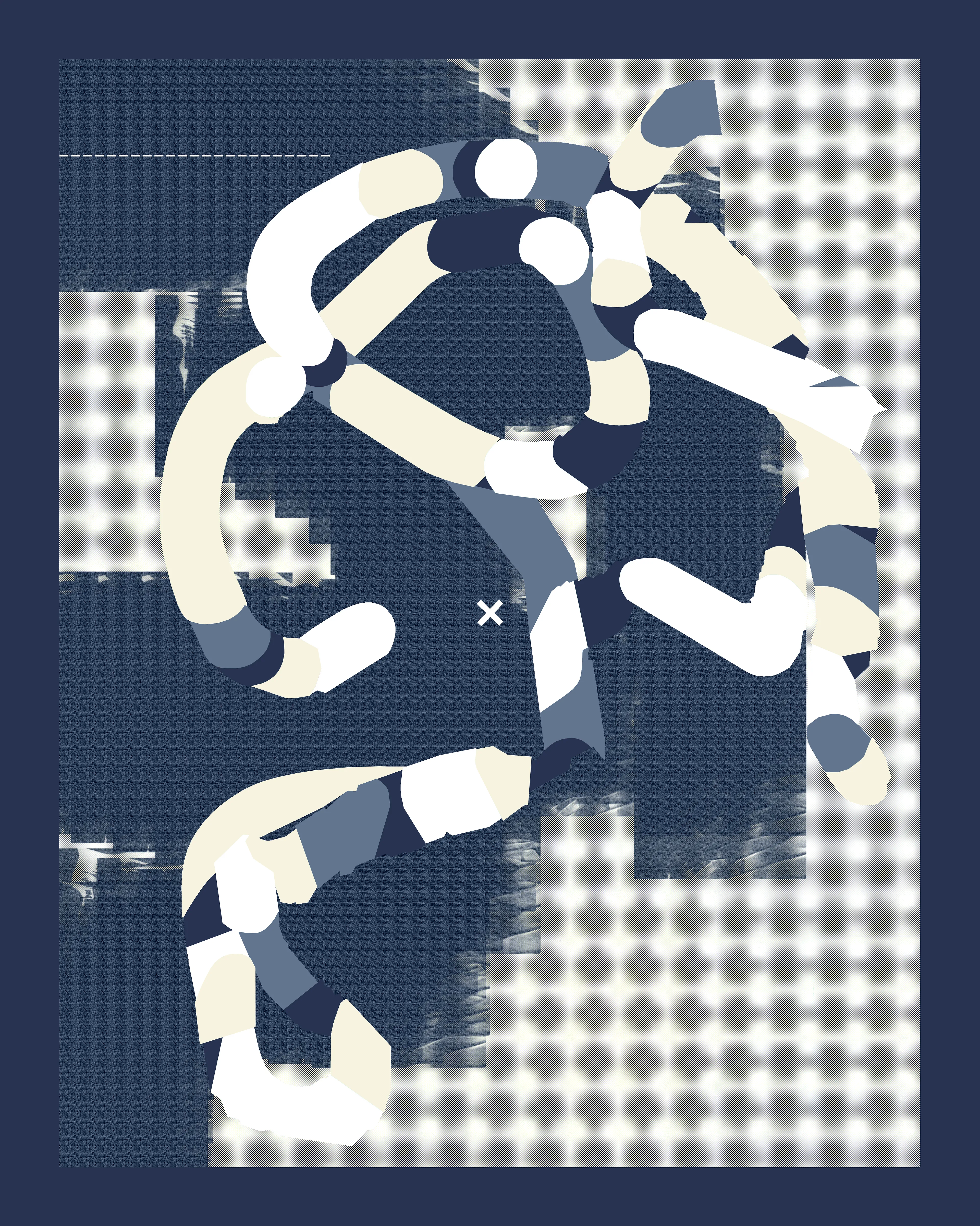 This series merges classic abstract expressionist principles with a vibrant array of digitally-native components — computer symbols, folders, emojis, and Photoshop textures and brushes