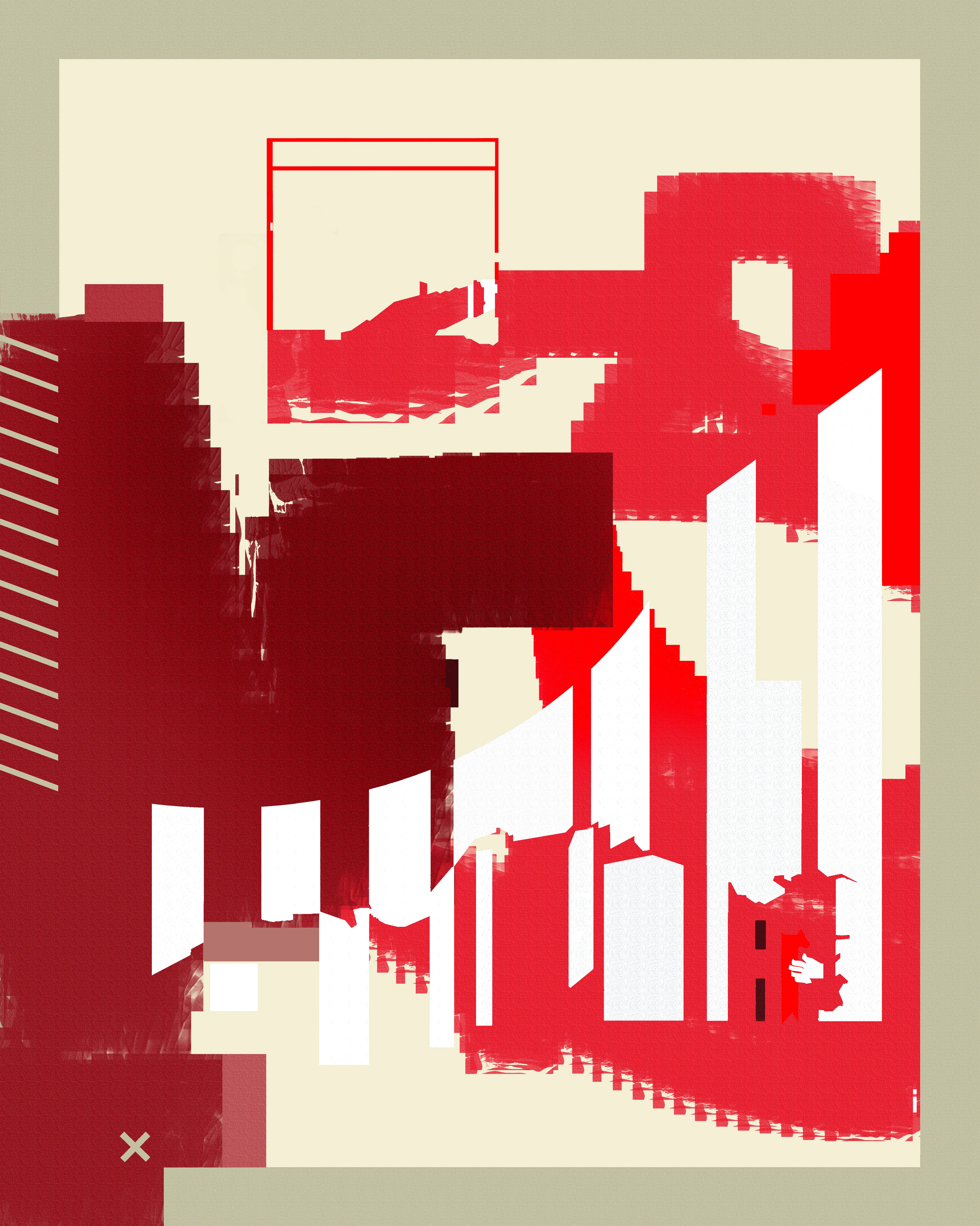 This series merges classic abstract expressionist principles with a vibrant array of digitally-native components — computer symbols, folders, emojis, and Photoshop textures and brushes