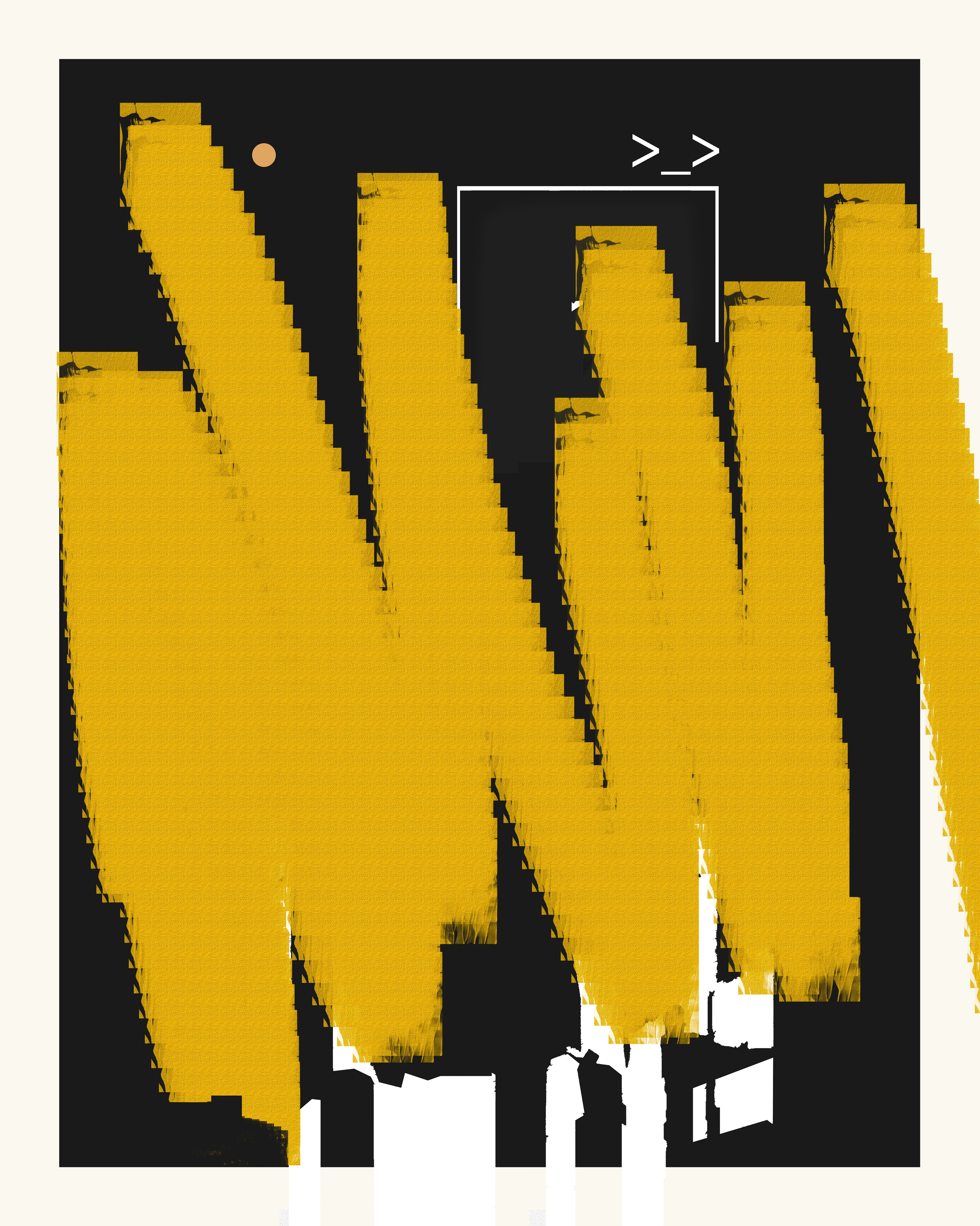 This series merges classic abstract expressionist principles with a vibrant array of digitally-native components — computer symbols, folders, emojis, and Photoshop textures and brushes