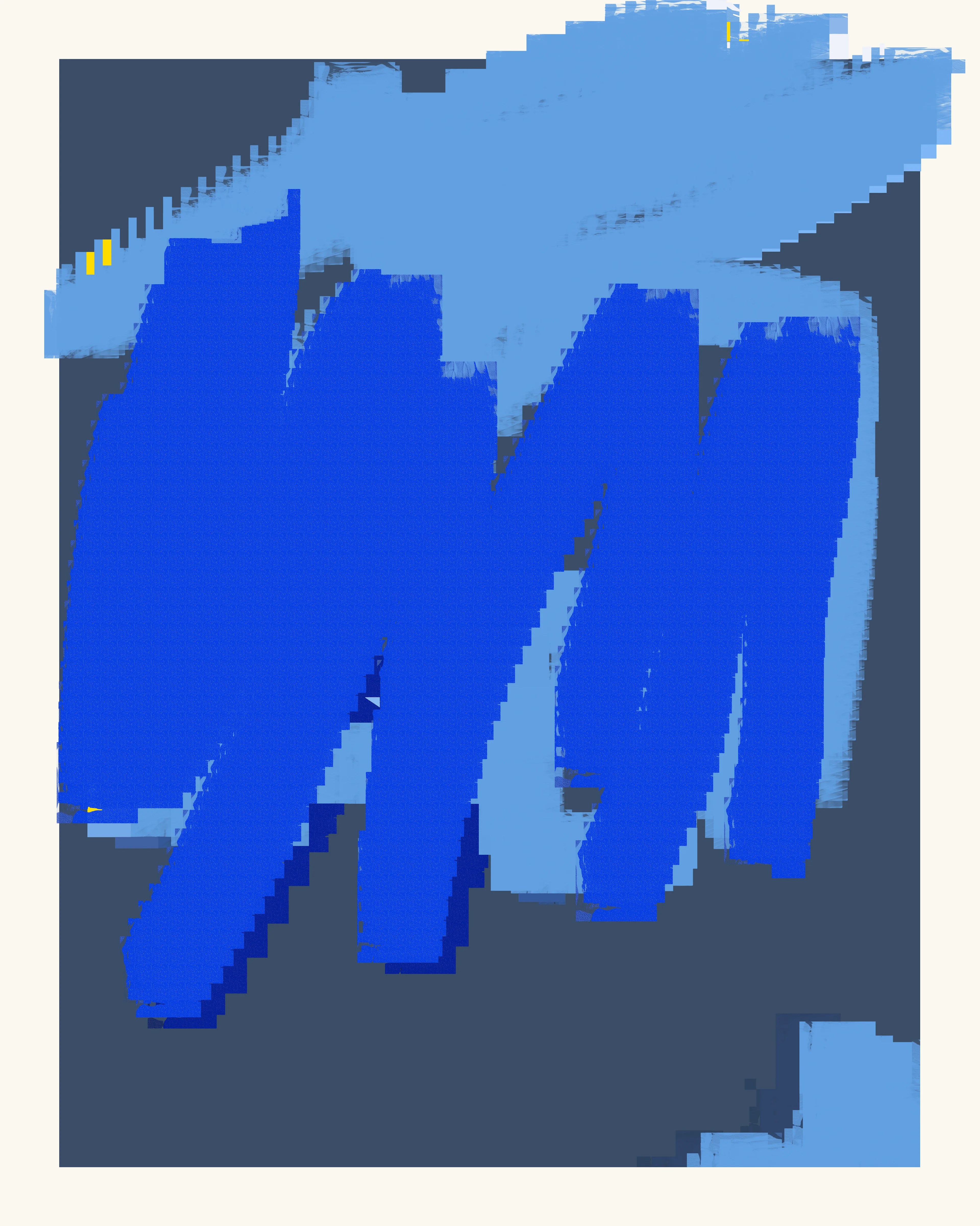 This series merges classic abstract expressionist principles with a vibrant array of digitally-native components — computer symbols, folders, emojis, and Photoshop textures and brushes