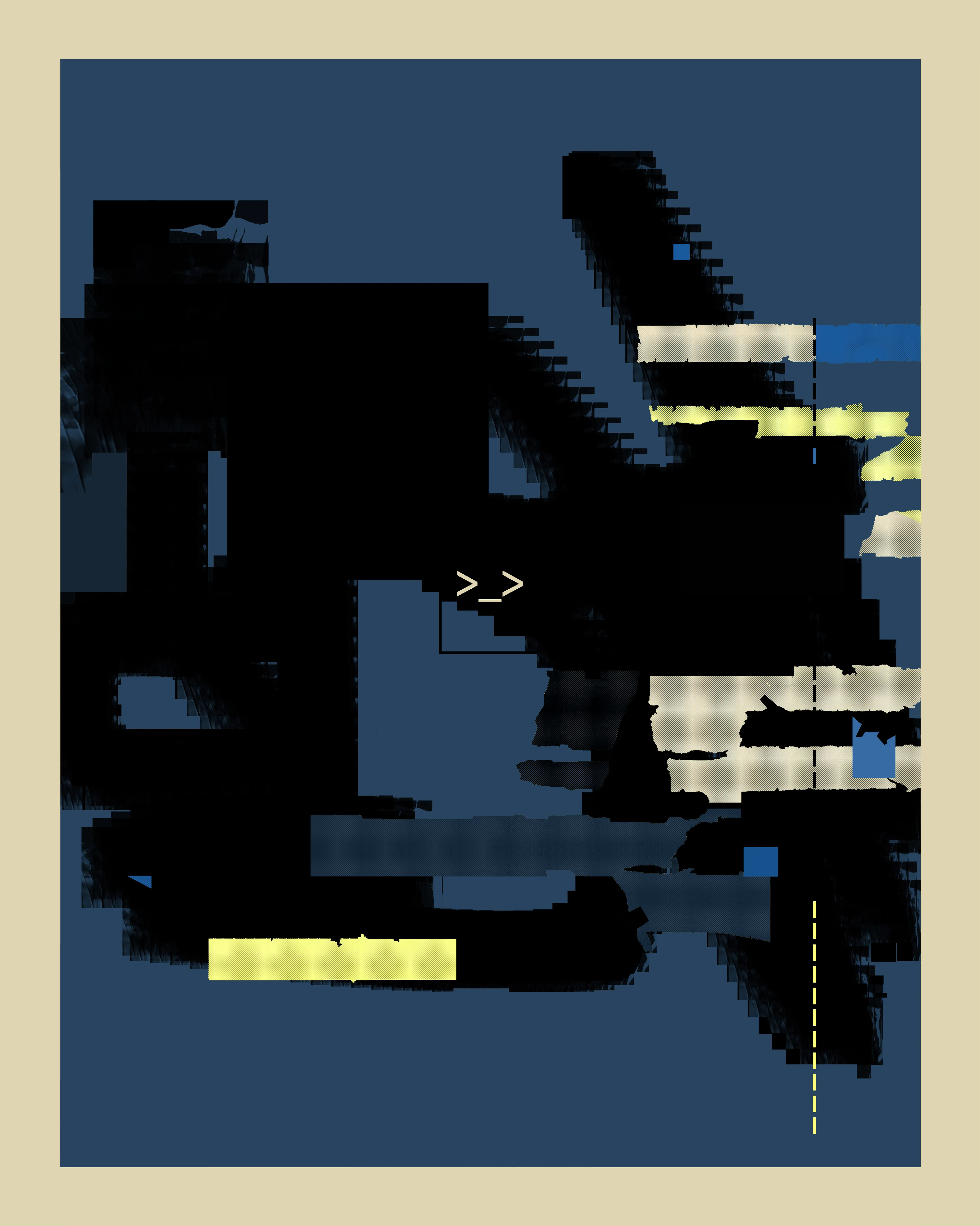 This series merges classic abstract expressionist principles with a vibrant array of digitally-native components — computer symbols, folders, emojis, and Photoshop textures and brushes