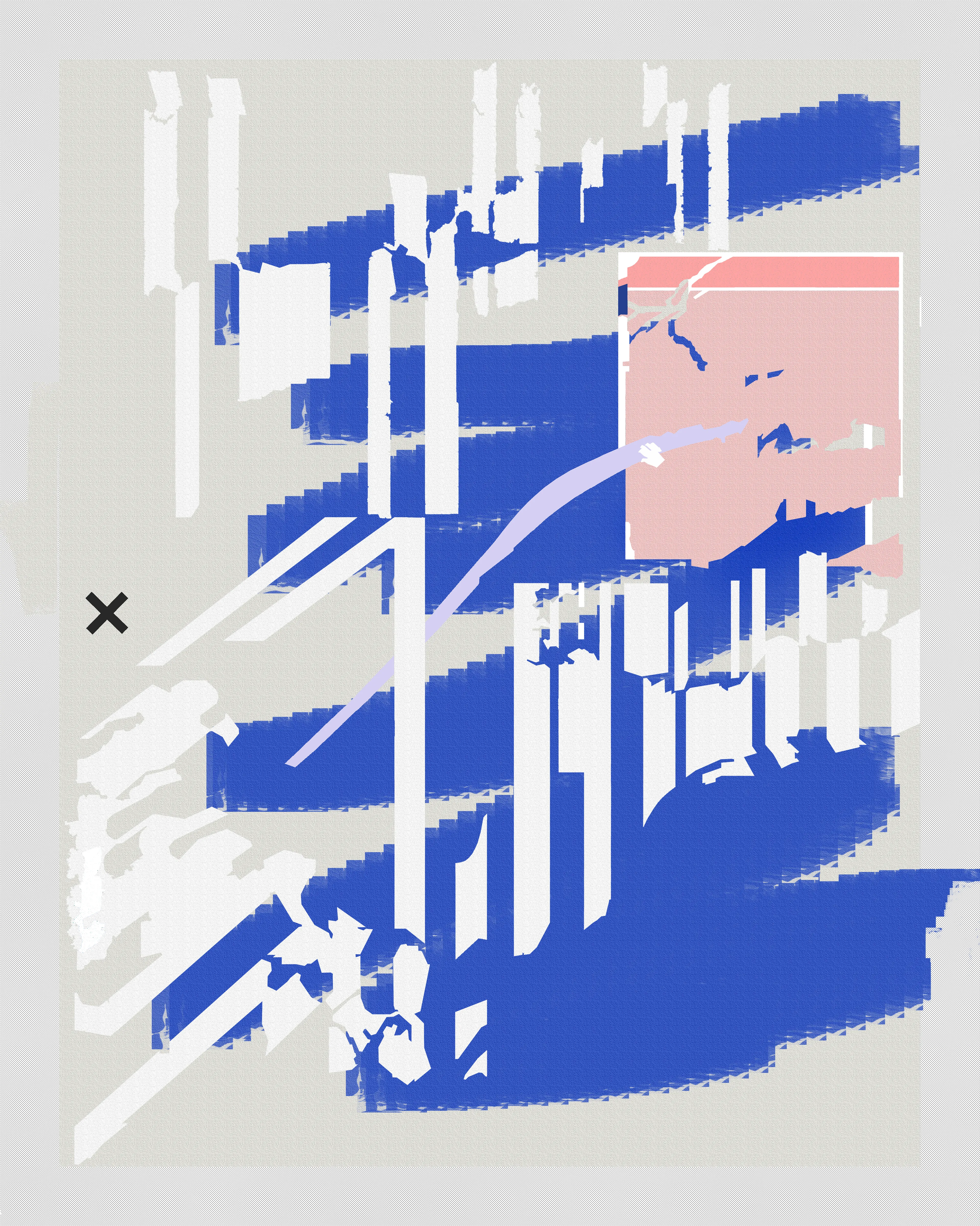 This series merges classic abstract expressionist principles with a vibrant array of digitally-native components — computer symbols, folders, emojis, and Photoshop textures and brushes