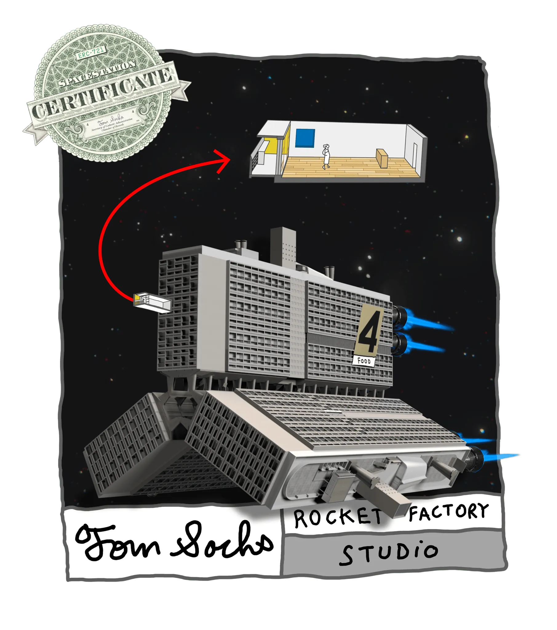 Final Frontier Space Station Certificates are a Collection of 10,000 Apartments. Spread across 8 Space Stations and 8 Galactic Zones. Final Frontier Apartments come in two different floor plans and Three unique styles.