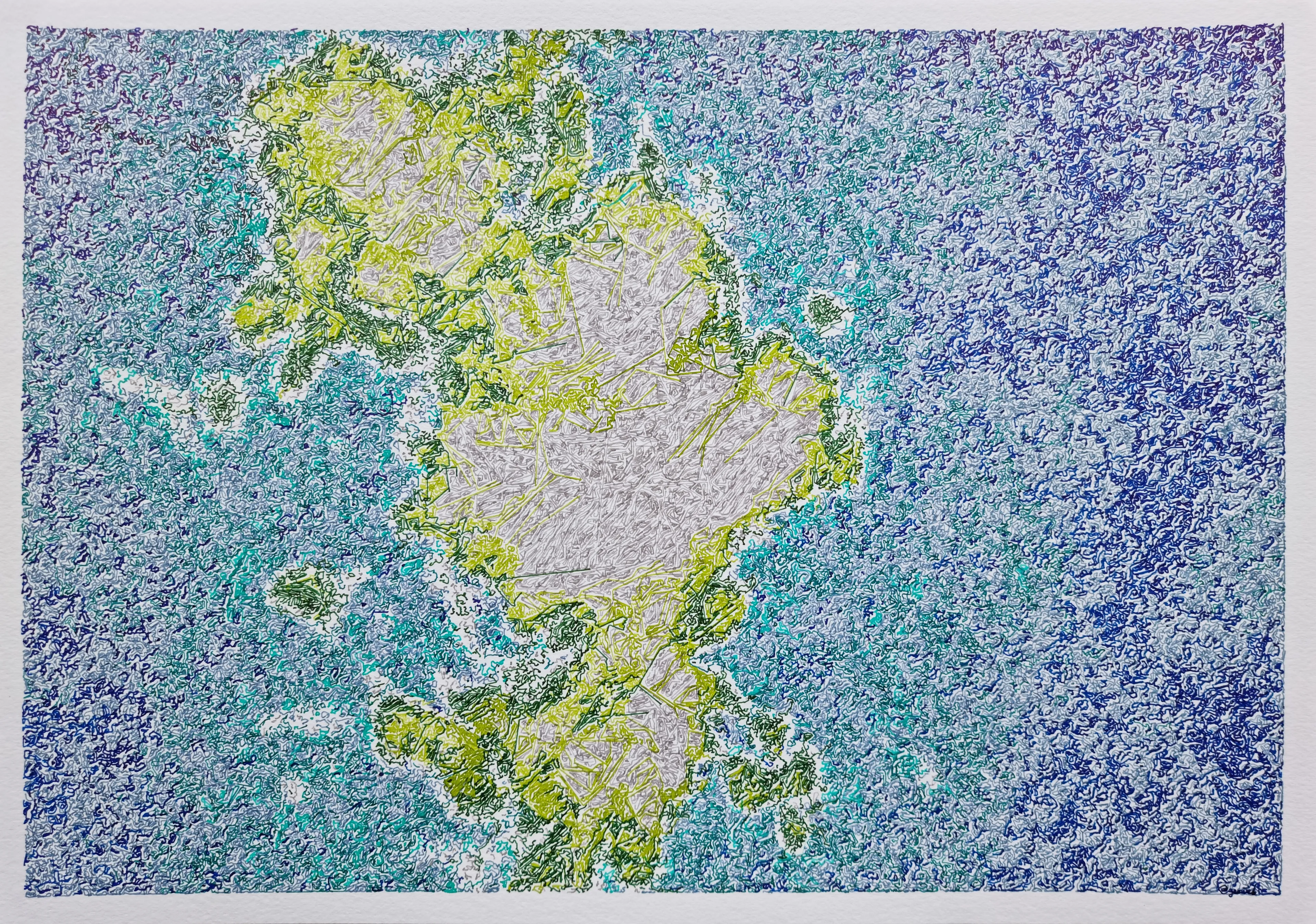 This piece is part of the Plotted Islands generative collection bringing to life imaginary maps through the power of code.

It comes with a physical A3 piece (420mm x 297mm) made with fountain pen inks on watercolor paper.

This token (NFT) is a 1:1 digital version of the physical plot. Each primary sale allows to acquire the physical plot. Please contact @greweb on Twitter or via other socials (see https://greweb.me/) to arrange the shipping.

Upon resale on the secondary market, the original plot shall be shipped to the new owner. Please contact the physical owner directly.