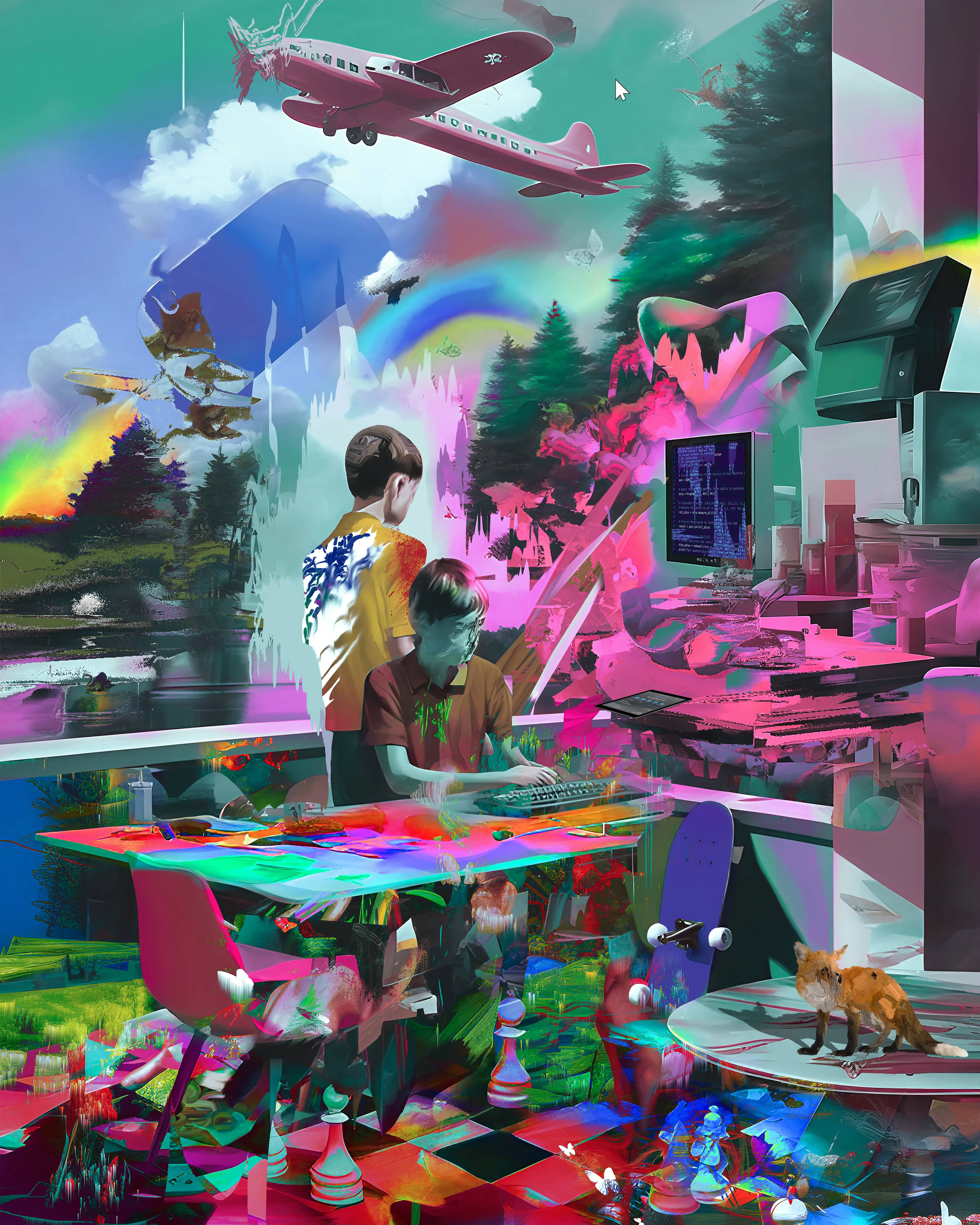 "WEB3.0 Figurative Painting" is an art project in which the artist uses modern technologies, including artificial intelligence and digital editors, to create works of digital painting. Being engaged in NFT and immersed in the WEB3.0 environment, the artist creates a kind of aesthetic image of this space using metaphors and symbols related to the technological aspects of WEB3.0 and refers to the ideas of decentralization, global network interconnectedness, cryptocurrencies and blockchain technologies.

AI, digital painting, collage
8000x6400px
2023