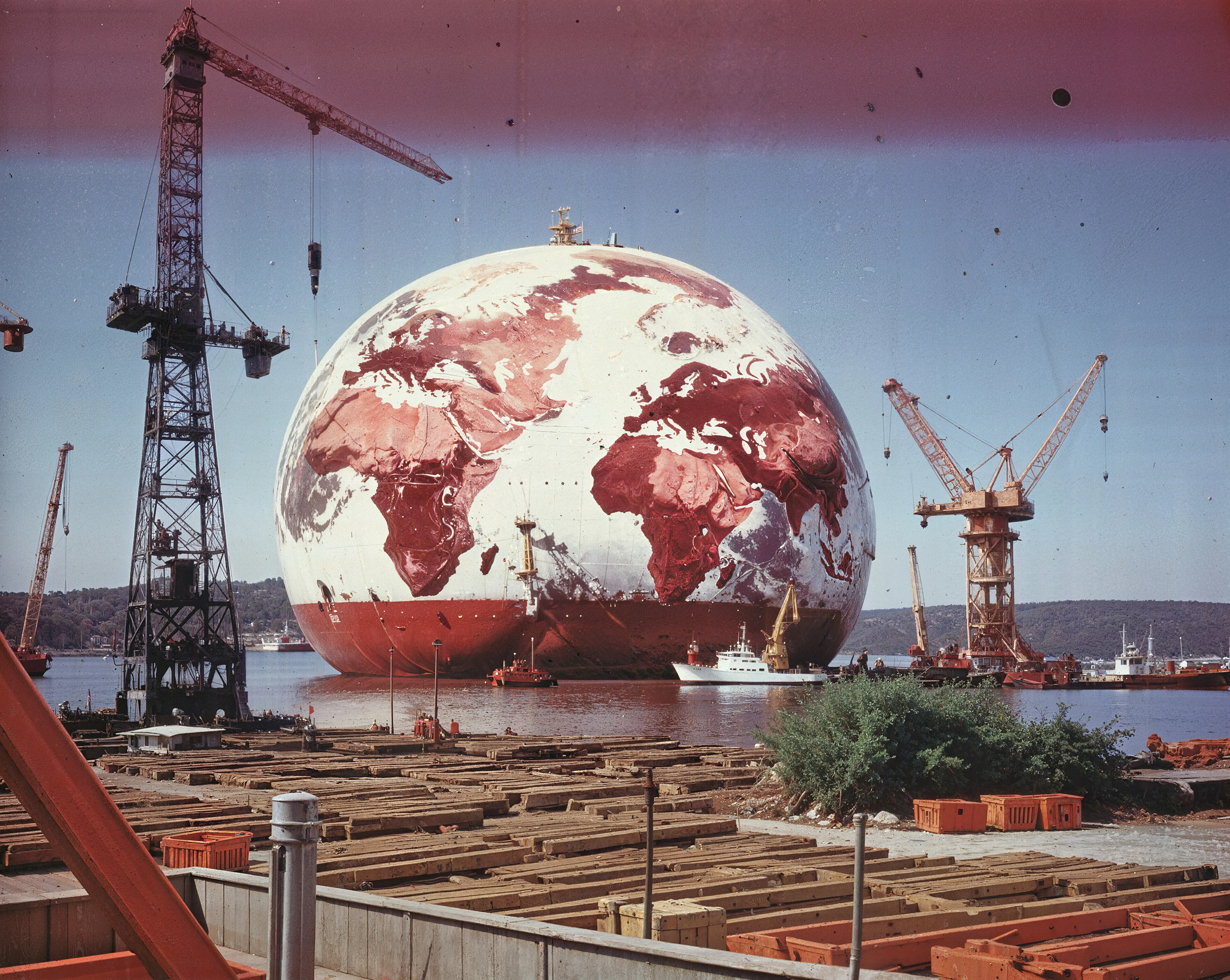 35mm #1: Argentina, Buenos Aires, 1950s - Cargo ships and cranes at Buenos Aires port
35mm #2: Space, 1960s - Earth from space