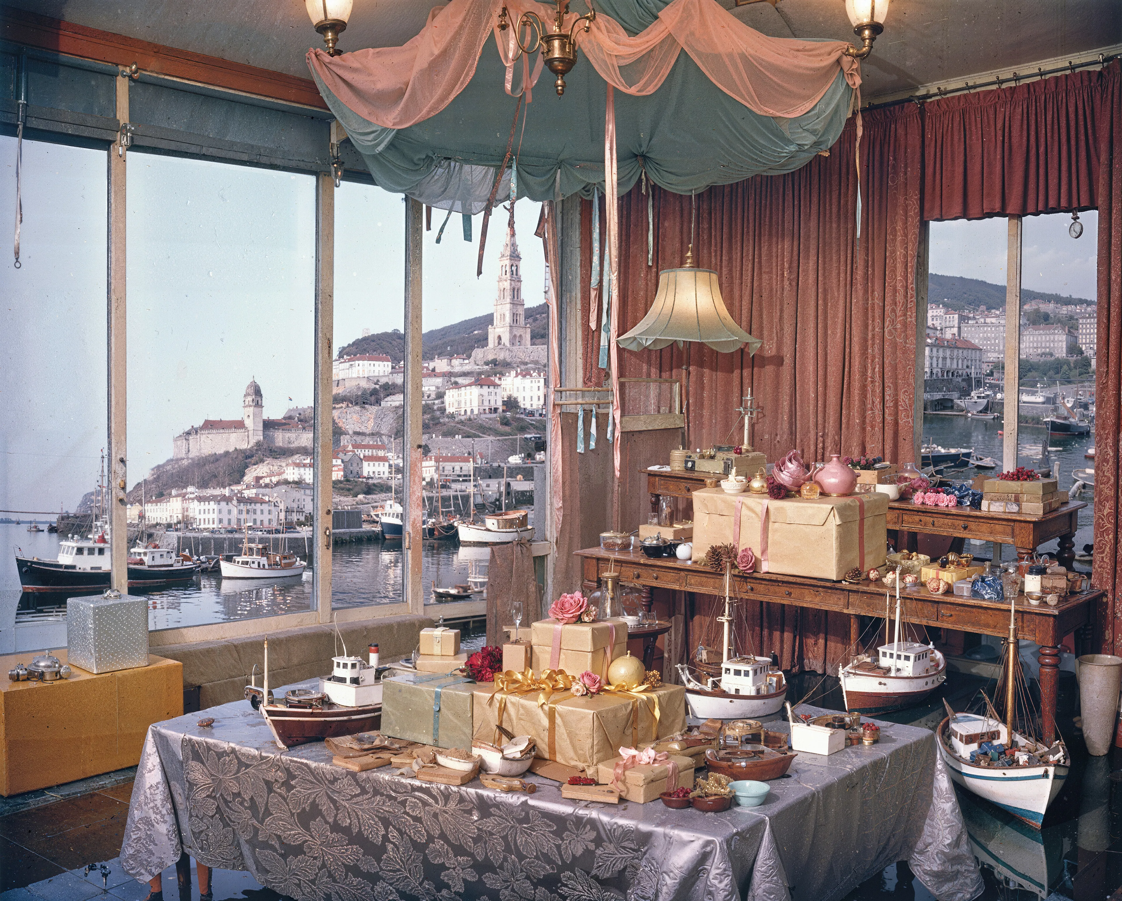 35mm #1: England, North Yorkshire, 1960s - Boats in the harbor at Whitby
35mm #2: USA, 1950s - Presents on a table