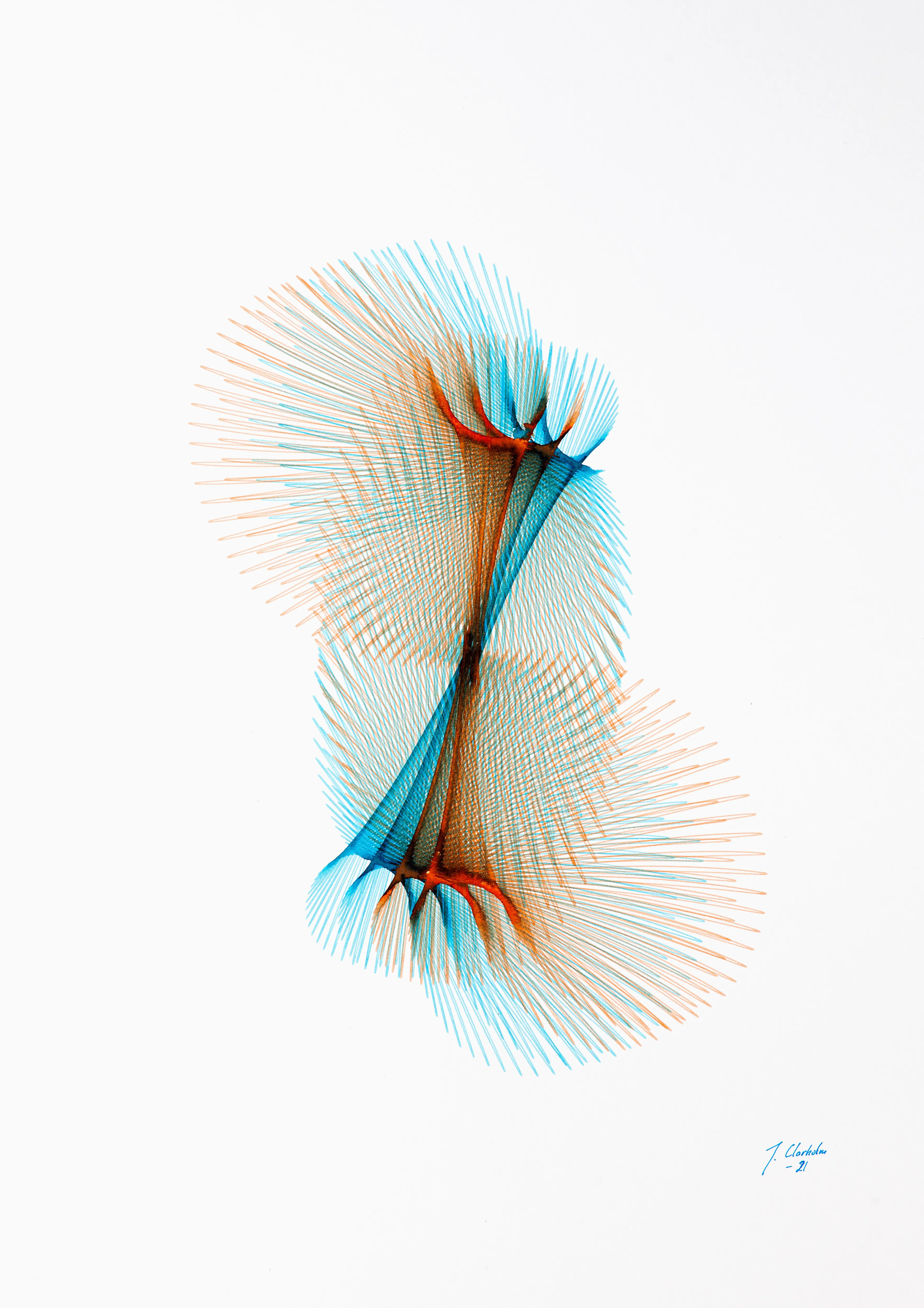 Edition 1 of 1

3534x5000 px, JPG
Photographed using a NIKON D850 with a TAMRON SP 24-70mm F2.8 lens.
The physical artwork is The physical artwork is 420 x 594 mm (16.5 x 23.3 in). It is made with Diamine Fountain pen ink on A 240gsm A2 cartridge paper.

This artwork was created using a custom handbuilt drawing machine. I create each piece by carefully adjusting the speed of three motors and other settings. Each piece is unique.

The physical artwork will be sent to the first buyer of the NFT.