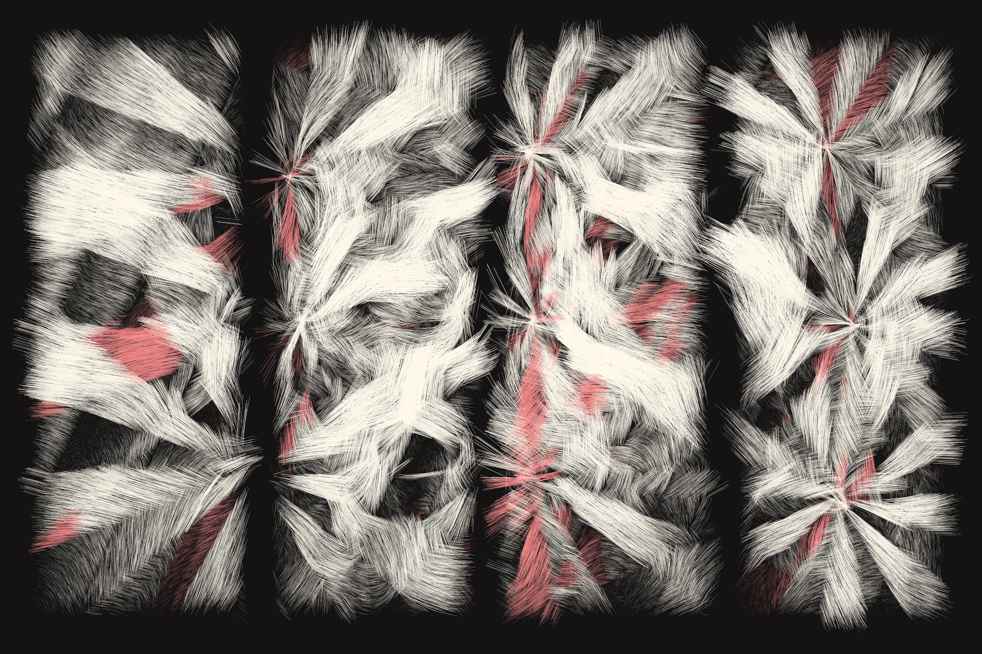 Folradura means fur in Old Occitan, a Romance language spoken in the south of France. This generative series explores producing organic patterns using a cocktail of maths, physics, noise, randomness... 

High res image: https://256art.s3.eu-central-1.amazonaws.com/mainnet/0x5bbc99490709e651cdedbe52697379f61ec9832e/max/6.png
Live view: https://256art.s3.eu-central-1.amazonaws.com/mainnet/0x5bbc99490709e651cdedbe52697379f61ec9832e/html_files/6.html