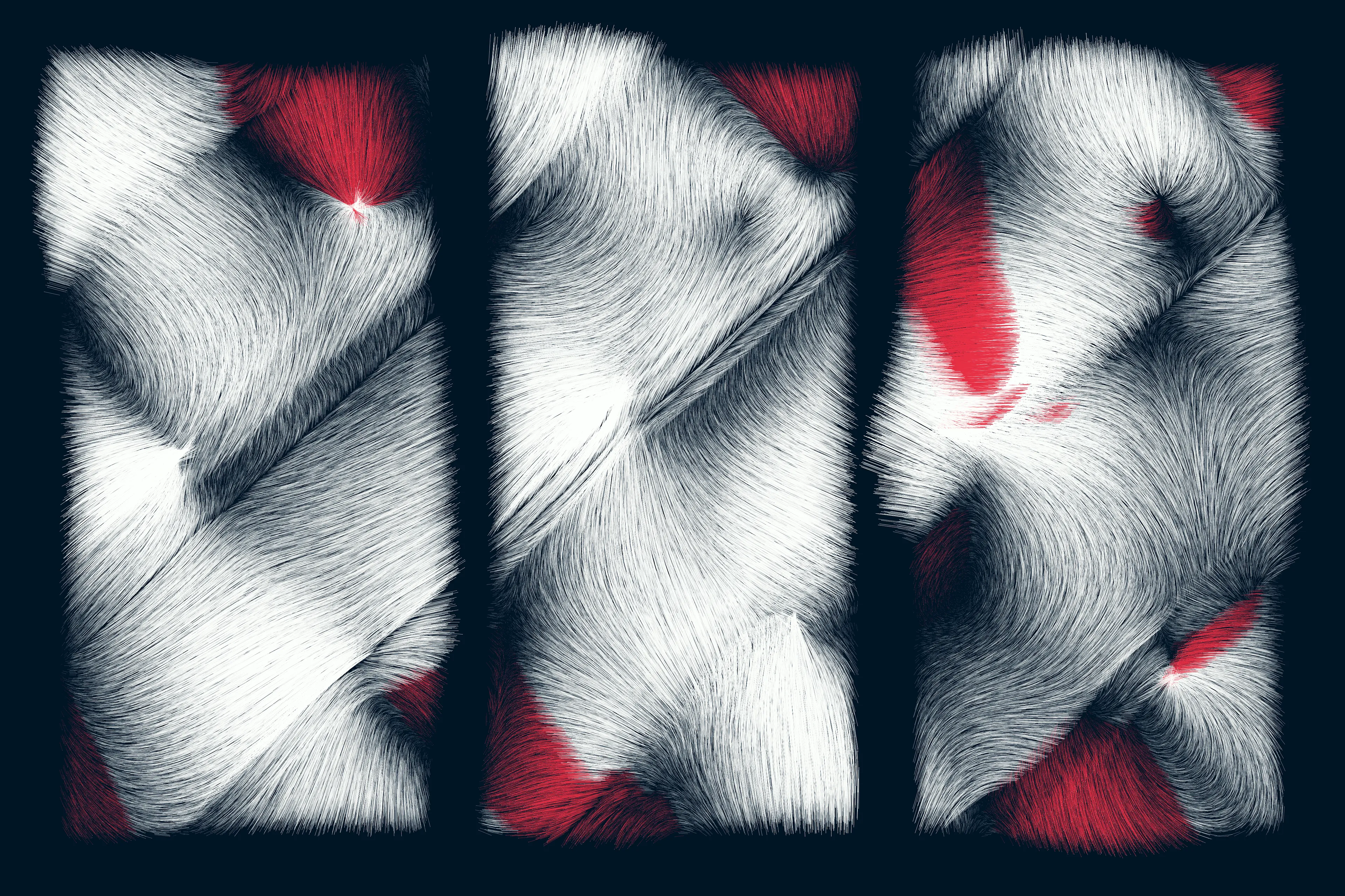 Folradura means fur in Old Occitan, a Romance language spoken in the south of France. This generative series explores producing organic patterns using a cocktail of maths, physics, noise, randomness... 

High res image: https://256art.s3.eu-central-1.amazonaws.com/mainnet/0x5bbc99490709e651cdedbe52697379f61ec9832e/max/218.png
Live view: https://256art.s3.eu-central-1.amazonaws.com/mainnet/0x5bbc99490709e651cdedbe52697379f61ec9832e/html_files/218.html