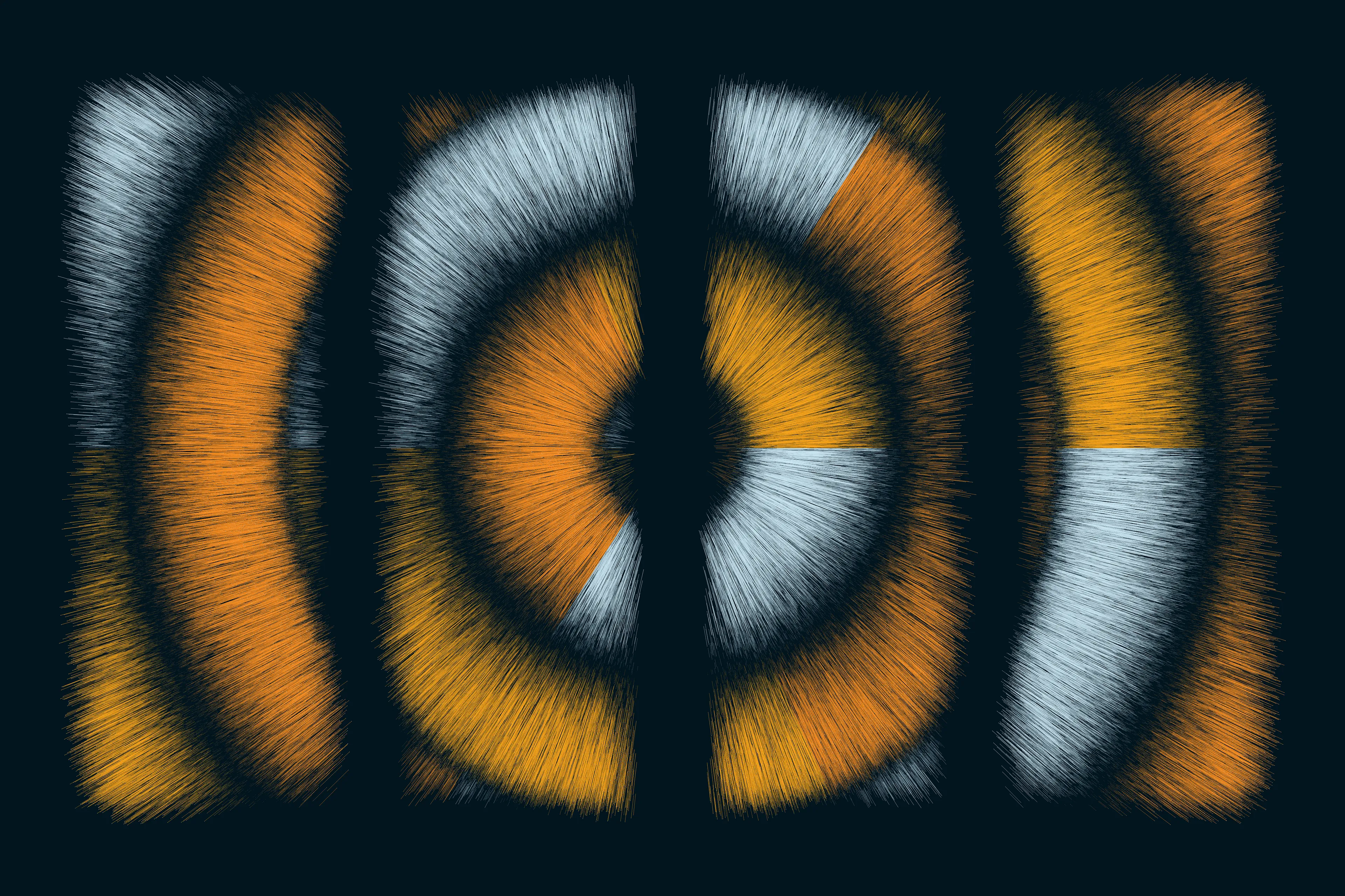 Folradura means fur in Old Occitan, a Romance language spoken in the south of France. This generative series explores producing organic patterns using a cocktail of maths, physics, noise, randomness... 

High res image: https://256art.s3.eu-central-1.amazonaws.com/mainnet/0x5bbc99490709e651cdedbe52697379f61ec9832e/max/80.png
Live view: https://256art.s3.eu-central-1.amazonaws.com/mainnet/0x5bbc99490709e651cdedbe52697379f61ec9832e/html_files/80.html