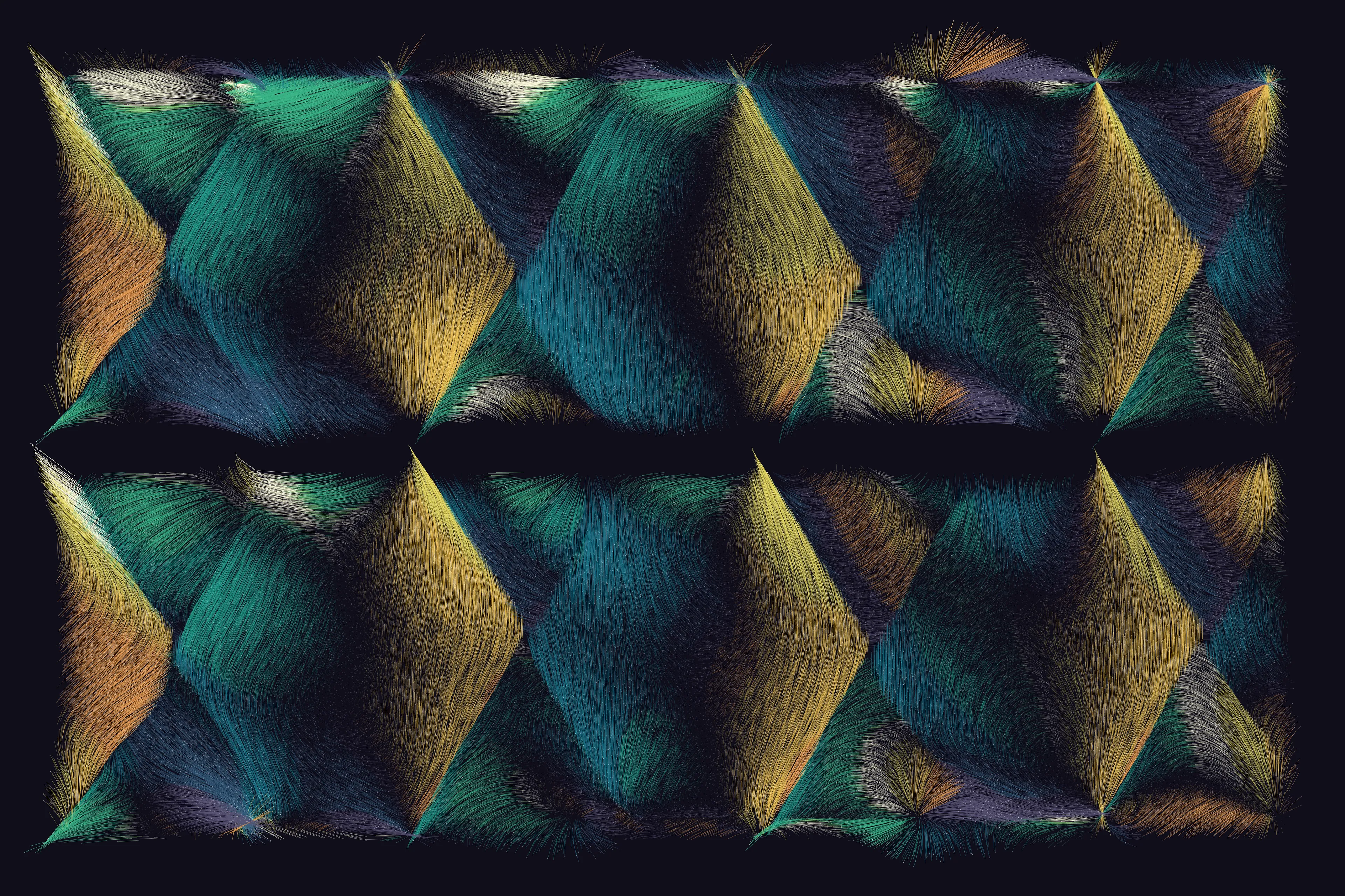 Folradura means fur in Old Occitan, a Romance language spoken in the south of France. This generative series explores producing organic patterns using a cocktail of maths, physics, noise, randomness... 

High res image: https://256art.s3.eu-central-1.amazonaws.com/mainnet/0x5bbc99490709e651cdedbe52697379f61ec9832e/max/192.png
Live view: https://256art.s3.eu-central-1.amazonaws.com/mainnet/0x5bbc99490709e651cdedbe52697379f61ec9832e/html_files/192.html