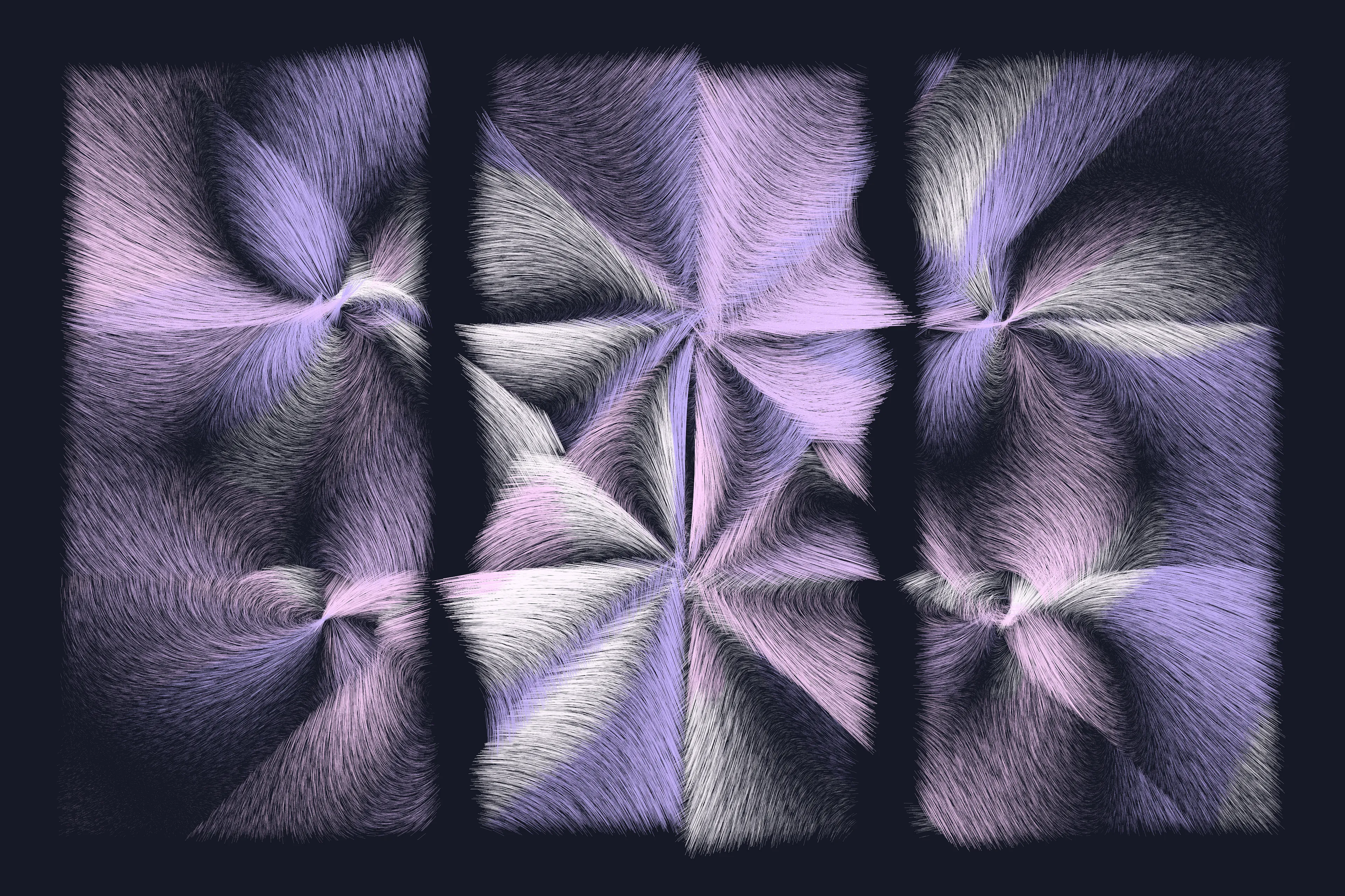 Folradura means fur in Old Occitan, a Romance language spoken in the south of France. This generative series explores producing organic patterns using a cocktail of maths, physics, noise, randomness... 

High res image: https://256art.s3.eu-central-1.amazonaws.com/mainnet/0x5bbc99490709e651cdedbe52697379f61ec9832e/max/5.png
Live view: https://256art.s3.eu-central-1.amazonaws.com/mainnet/0x5bbc99490709e651cdedbe52697379f61ec9832e/html_files/5.html