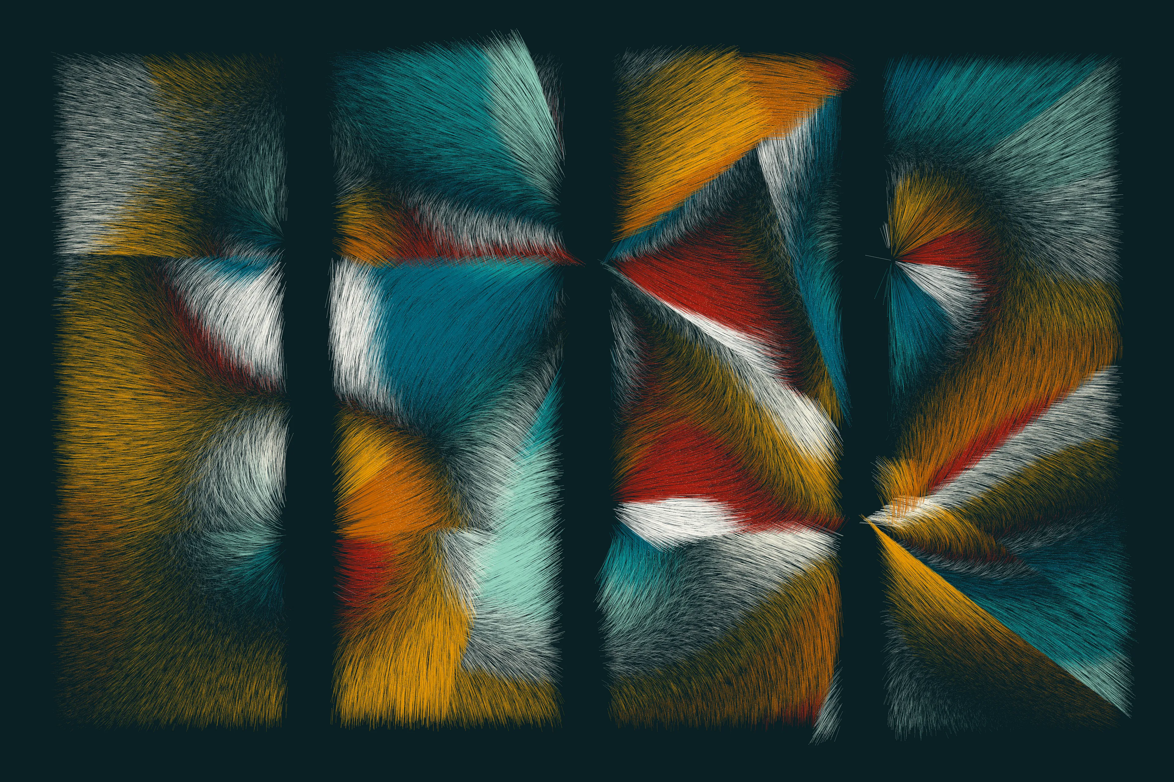 Folradura means fur in Old Occitan, a Romance language spoken in the south of France. This generative series explores producing organic patterns using a cocktail of maths, physics, noise, randomness... 

High res image: https://256art.s3.eu-central-1.amazonaws.com/mainnet/0x5bbc99490709e651cdedbe52697379f61ec9832e/max/371.png
Live view: https://256art.s3.eu-central-1.amazonaws.com/mainnet/0x5bbc99490709e651cdedbe52697379f61ec9832e/html_files/371.html