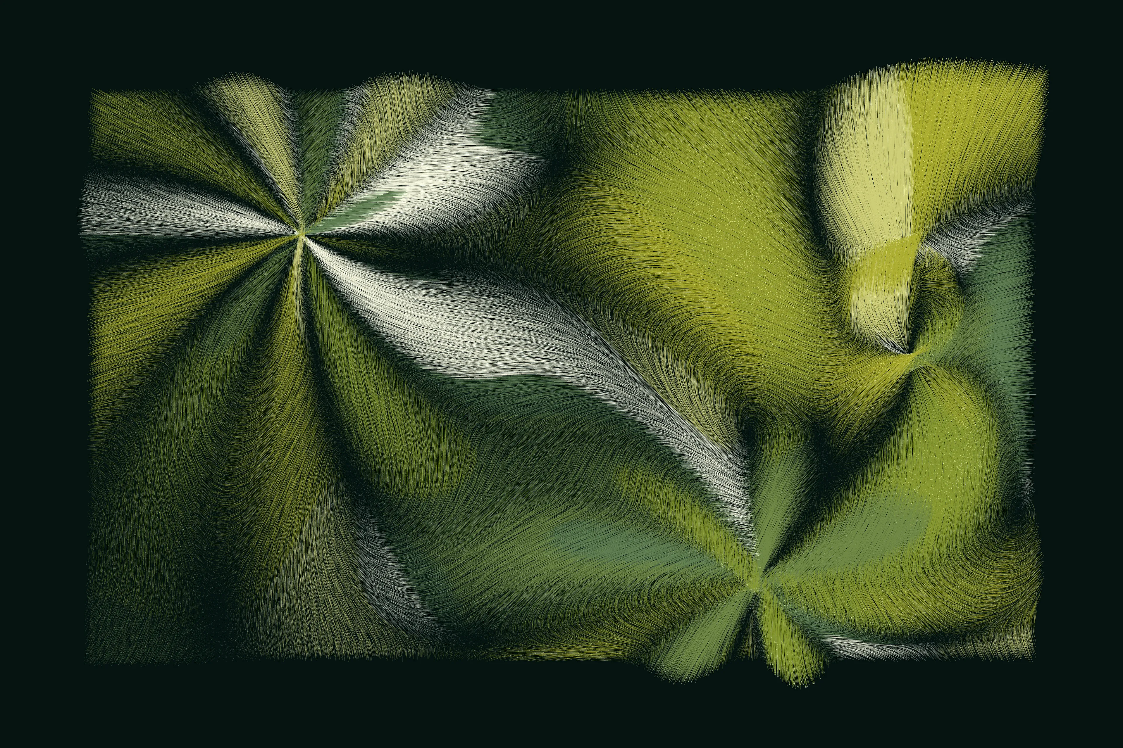 Folradura means fur in Old Occitan, a Romance language spoken in the south of France. This generative series explores producing organic patterns using a cocktail of maths, physics, noise, randomness... 

High res image: https://256art.s3.eu-central-1.amazonaws.com/mainnet/0x5bbc99490709e651cdedbe52697379f61ec9832e/max/12.png
Live view: https://256art.s3.eu-central-1.amazonaws.com/mainnet/0x5bbc99490709e651cdedbe52697379f61ec9832e/html_files/12.html
