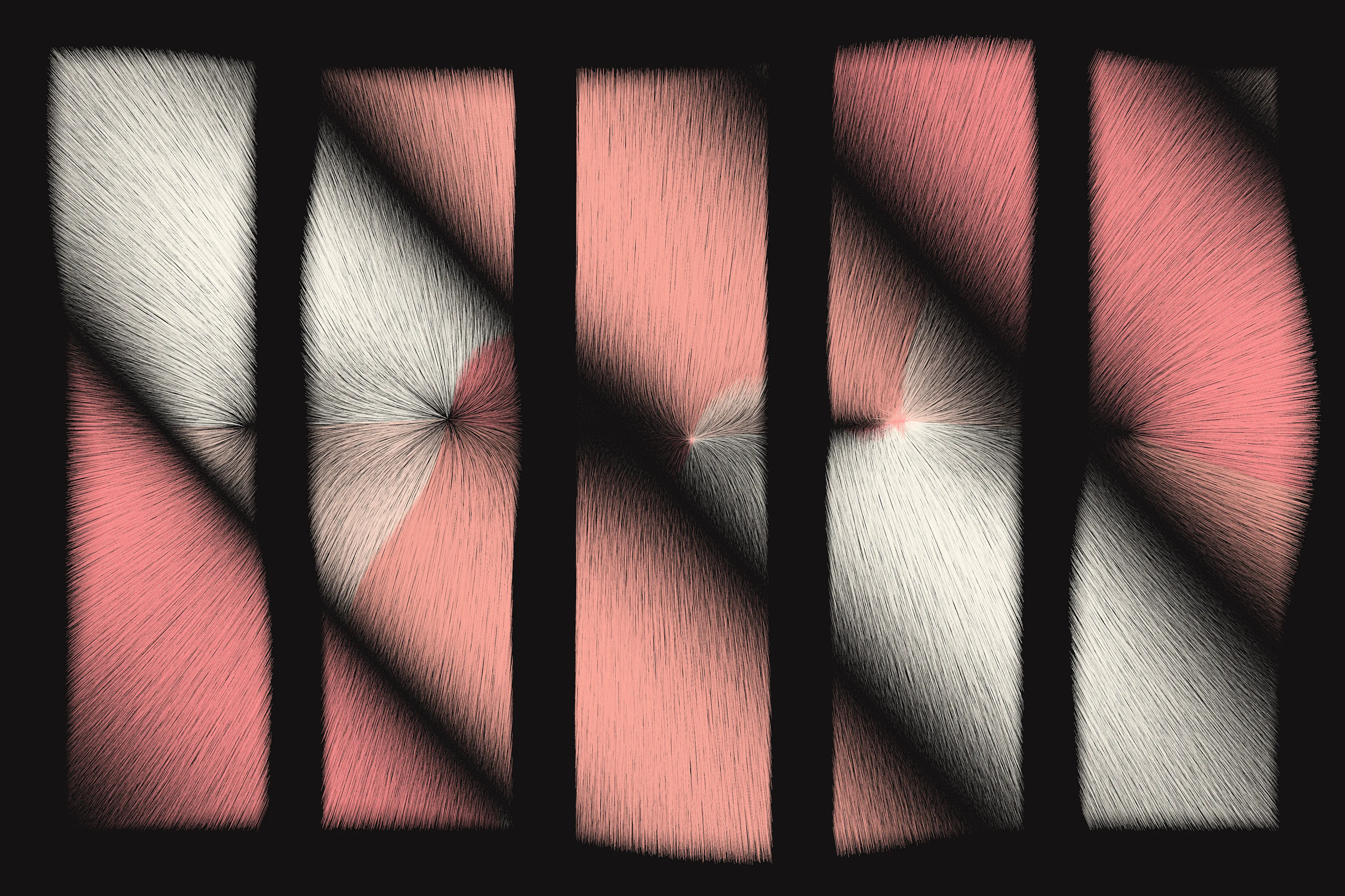 Folradura means fur in Old Occitan, a Romance language spoken in the south of France. This generative series explores producing organic patterns using a cocktail of maths, physics, noise, randomness... 

High res image: https://256art.s3.eu-central-1.amazonaws.com/mainnet/0x5bbc99490709e651cdedbe52697379f61ec9832e/max/477.png
Live view: https://256art.s3.eu-central-1.amazonaws.com/mainnet/0x5bbc99490709e651cdedbe52697379f61ec9832e/html_files/477.html