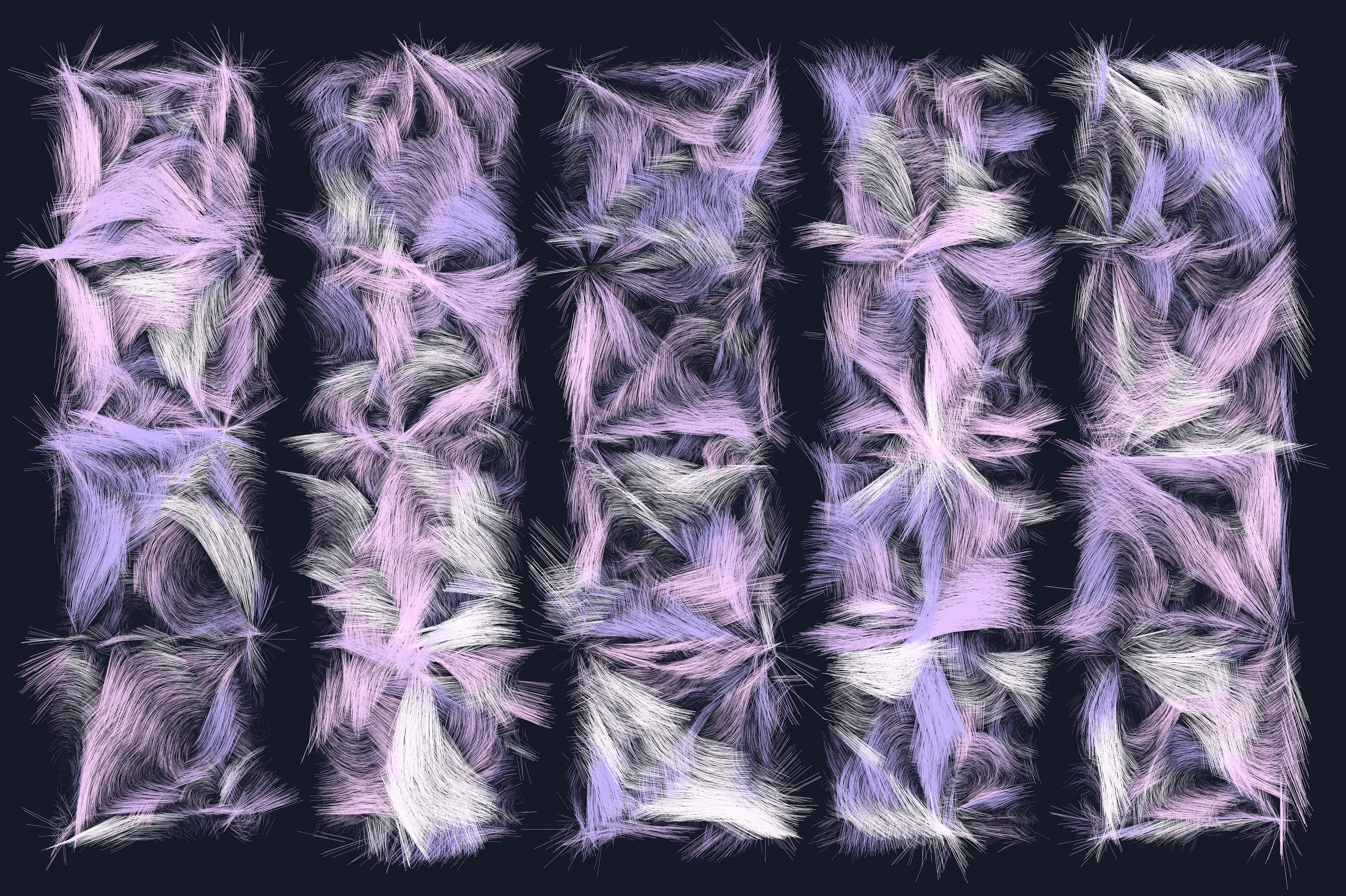 Folradura means fur in Old Occitan, a Romance language spoken in the south of France. This generative series explores producing organic patterns using a cocktail of maths, physics, noise, randomness... 

High res image: https://256art.s3.eu-central-1.amazonaws.com/mainnet/0x5bbc99490709e651cdedbe52697379f61ec9832e/max/10.png
Live view: https://256art.s3.eu-central-1.amazonaws.com/mainnet/0x5bbc99490709e651cdedbe52697379f61ec9832e/html_files/10.html