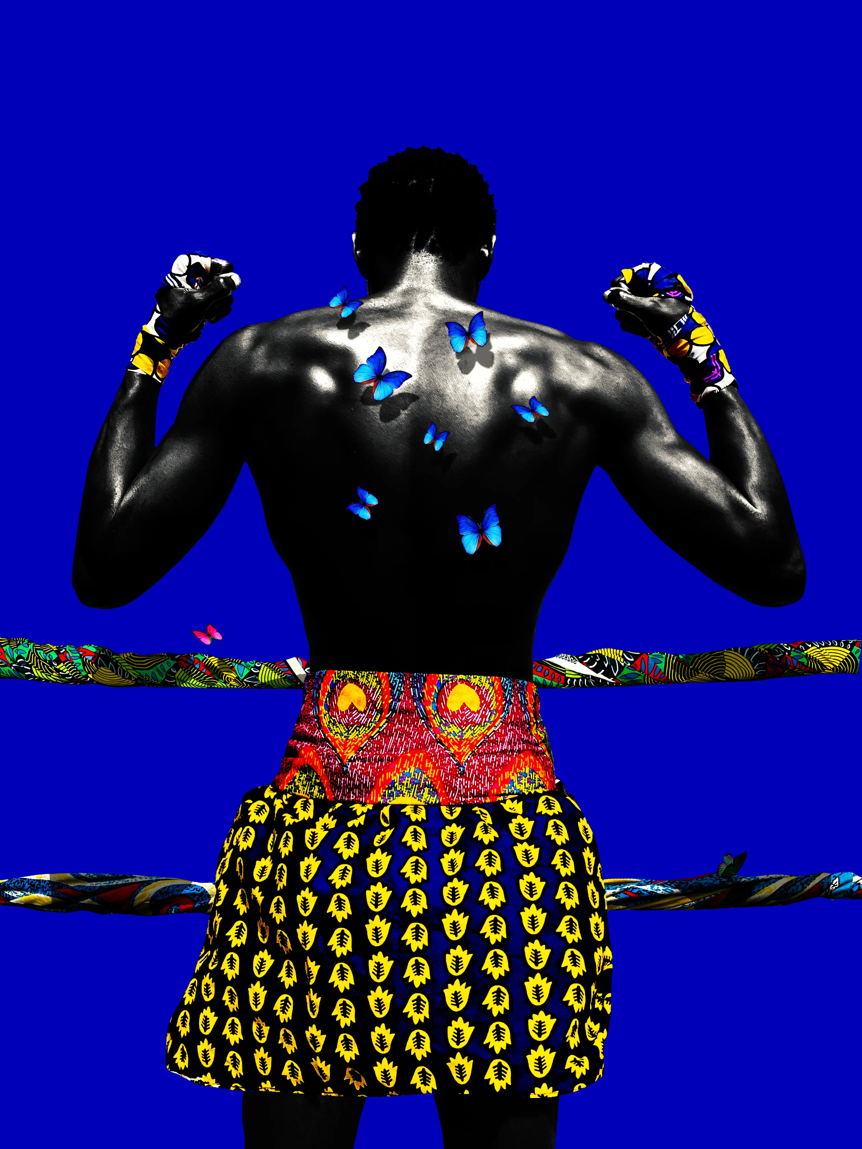 Warm Up: The energy begins to build as the fighter prepares for the inevitable clash. The use of deep, warm colors and the flutter of butterflies signify the awakening of the spirit and the readiness to embrace the challenge ahead.

Series: "Fighter’s Journey"
A powerful visual narrative that captures the essence of struggle, resilience, and triumph. Set against the backdrop of a nation in crisis, this series parallels the relentless spirit of a people with the intensity of a boxing match, portraying each stage as a metaphor for the collective fight against oppression
The Fighter’s Journey is not just a series of images; it is a testament to the resilience and strength of a people facing adversity.