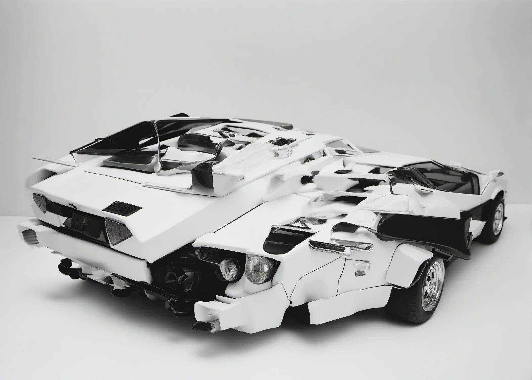 In Mythologies II, Sutton continues his exploration of historical narratives through hacking the symbols of cultural iconography to uncover hidden internal assumptions and contradictions subverting their significance.

Lamborghini Countach
Artist: Barry Sutton