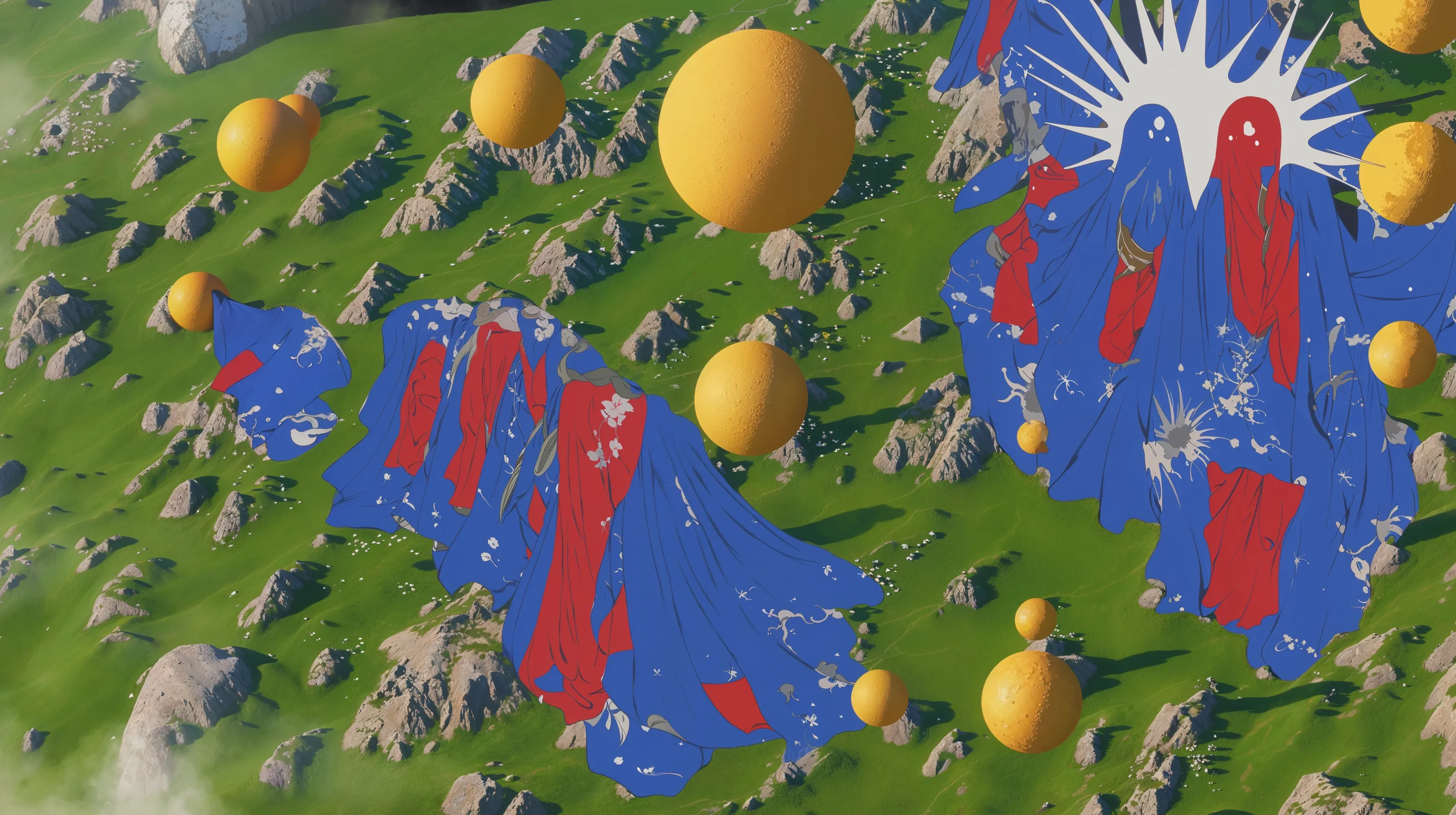 Data Pilgrims is a series of artworks by Emi Kusano that explores mythological pilgrimages through digital spaces, created in collaboration with AI.<br><br>Human societies have always bonded through shared stories and collective fictions. The imaginary frameworks of myths, religions, and social norms— have enabled us to cooperate on a massive scale. But today, the abundance of information threatens to overwhelm rather than unite us. In Data Pilgrims, Kusano visualizes this tension by drawing on motifs from Japanese mythology—including spirits (kami), yokai, drifting souls, and anonymous crowds—reimagined through a contemporary take on traditional ukiyo-e aesthetics.<br><br>The works are created through repeated cycles of AI image regeneration and recombination, which cause the images to "hallucinate"—distorting original meanings and generating entirely new visual realities. By revealing this iterative and transformative process, the series highlights both the creative potential and the existential risks of artificial intelligence. Information, depending on how it is used, can either illuminate or mislead, clarify or confuse.<br><br>Anonymous pilgrims traverse these virtual landscapes, stepping into the fragile yet sacred domain of the glitch—where prayers become data, souls are archived, and faith itself is rewritten by algorithms.