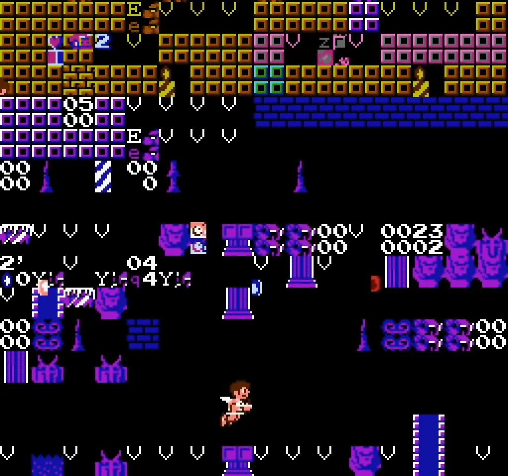 In _Angelcores & Heavenly Sprites_, Sabato Visconti uses glitch and ROM-corruption processes to reveal the angelic aspects of early console games, specifically third- and fourth-generation 8-bit and 16-bit consoles like the NES, Super Nintendo, and Sega Genesis.<br><br>While much of our visual understanding of angels derives from Medieval European Christianity and after, the history of the angelic has evolved in a constant renegotiation as cultures and power structures change. The contemporary meme of "Biblically-Accurate Angels" reflects this broader understanding of the angelic, although a theologian may quietly point out that the Ophanim described in the book of Ezekiel wasn't classified as an Angel until much later in history. In the same spirit, depictions of angels in 1980-1990s video games were diverse and ludopoetic—designed to fit the game type, whether it was an action platformer, a shoot 'em up, or an RPG. Games like _ActRaiser_, _ActRaiser II_, _Wings of Wor_, _Spiritual Warfare_, _Chubby Cherub_, and _Legendary Wings_ draw from a variety of historical influences and portray the angelic as powerful warriors, childlike cuties, winged creatures, or devotional objects. The glitch artefacts and looping GIF narratives serve to lift up these figures from the repetitive toil and routine mechanics of their medium.