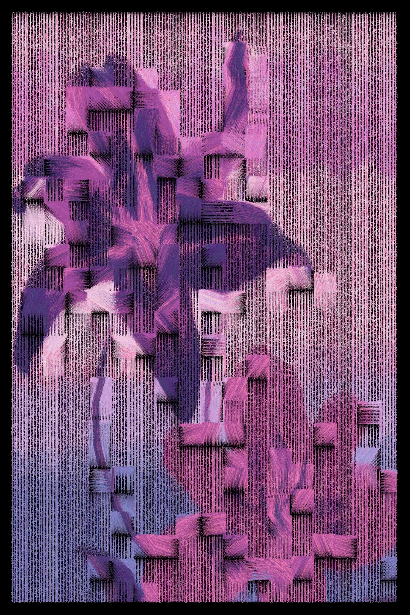 This series begins with AI-generated images of nature, flowers, textures, and familiar scenes, then breaks them down using computer vision to map how the image flows. I redraw each piece line by line, following directional vectors, and limit the palette to just a few tones. The result blends structured geometry with organic motion, revealing depth through contrast and line. It’s a way of reinterpreting the familiar—seeing not what something is, but how it moves, how it feels, and how perception itself can shift.
