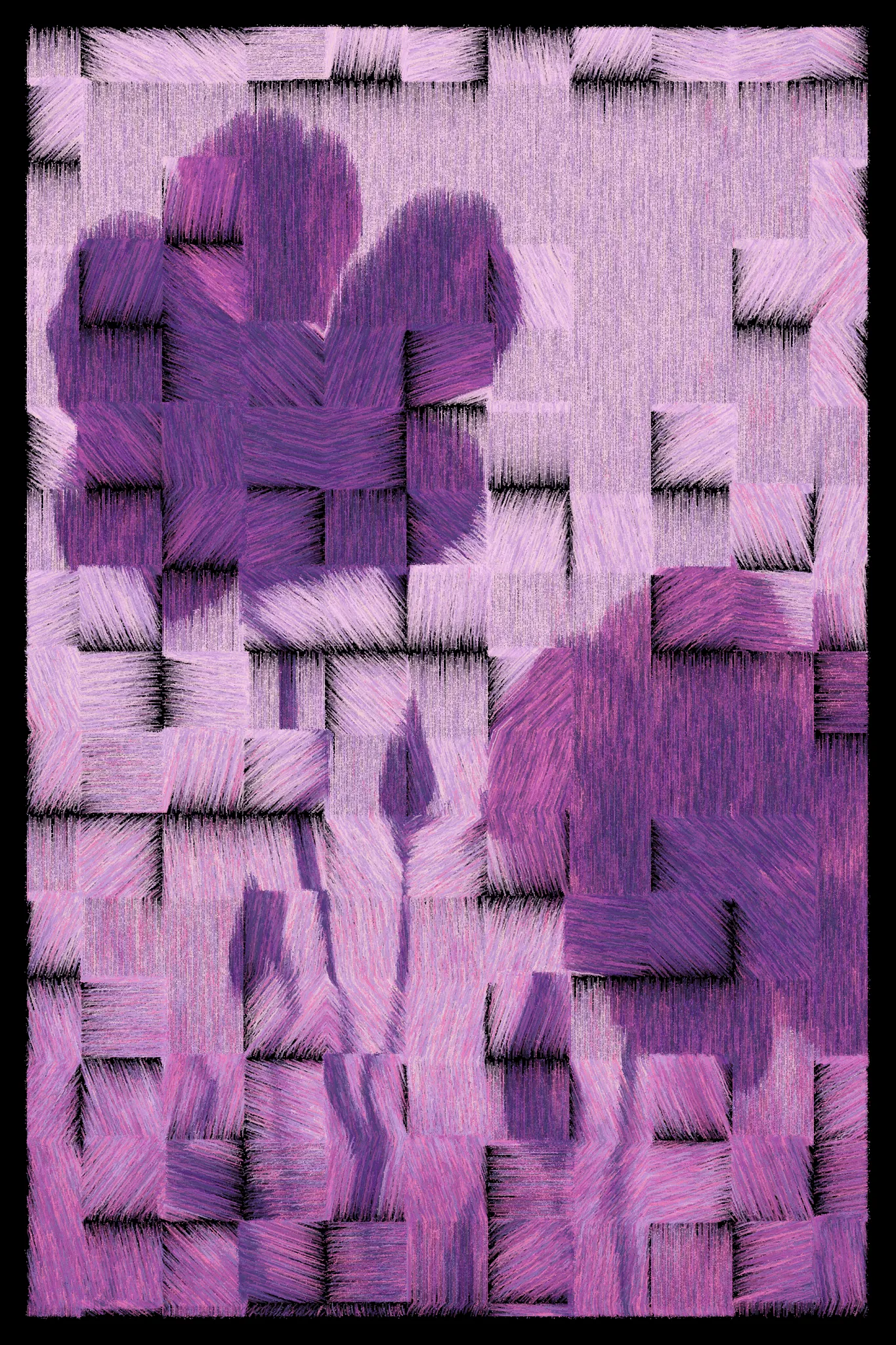 This series begins with AI-generated images of nature, flowers, textures, and familiar scenes, then breaks them down using computer vision to map how the image flows. I redraw each piece line by line, following directional vectors, and limit the palette to just a few tones. The result blends structured geometry with organic motion, revealing depth through contrast and line. It’s a way of reinterpreting the familiar—seeing not what something is, but how it moves, how it feels, and how perception itself can shift.