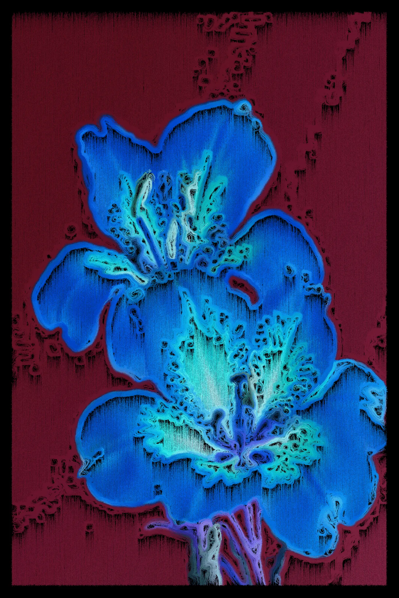 This series begins with AI-generated images of nature, flowers, textures, and familiar scenes, then breaks them down using computer vision to map how the image flows. I redraw each piece line by line, following directional vectors, and limit the palette to just a few tones. The result blends structured geometry with organic motion, revealing depth through contrast and line. It’s a way of reinterpreting the familiar—seeing not what something is, but how it moves, how it feels, and how perception itself can shift.