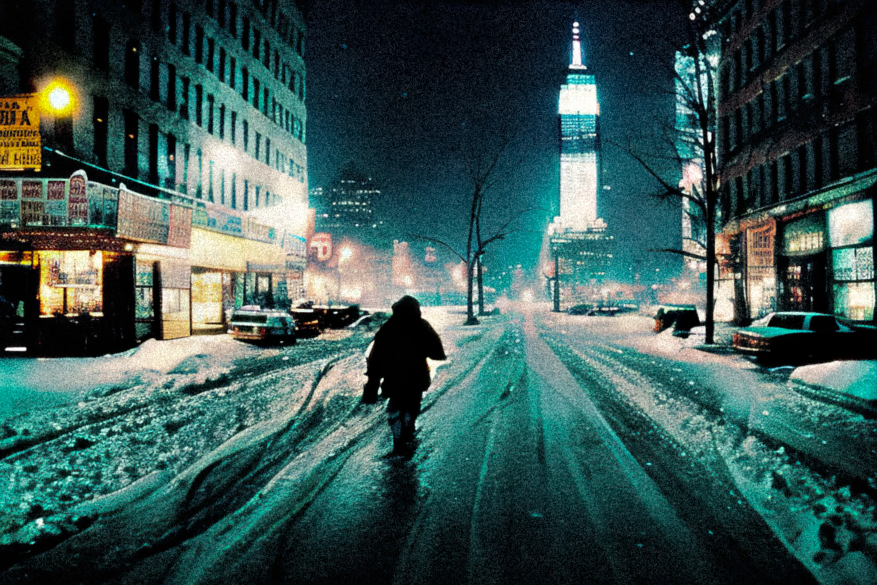 -13°Fahrenheit. The city has become a true freezer and there's not a soul out there but where this man going?