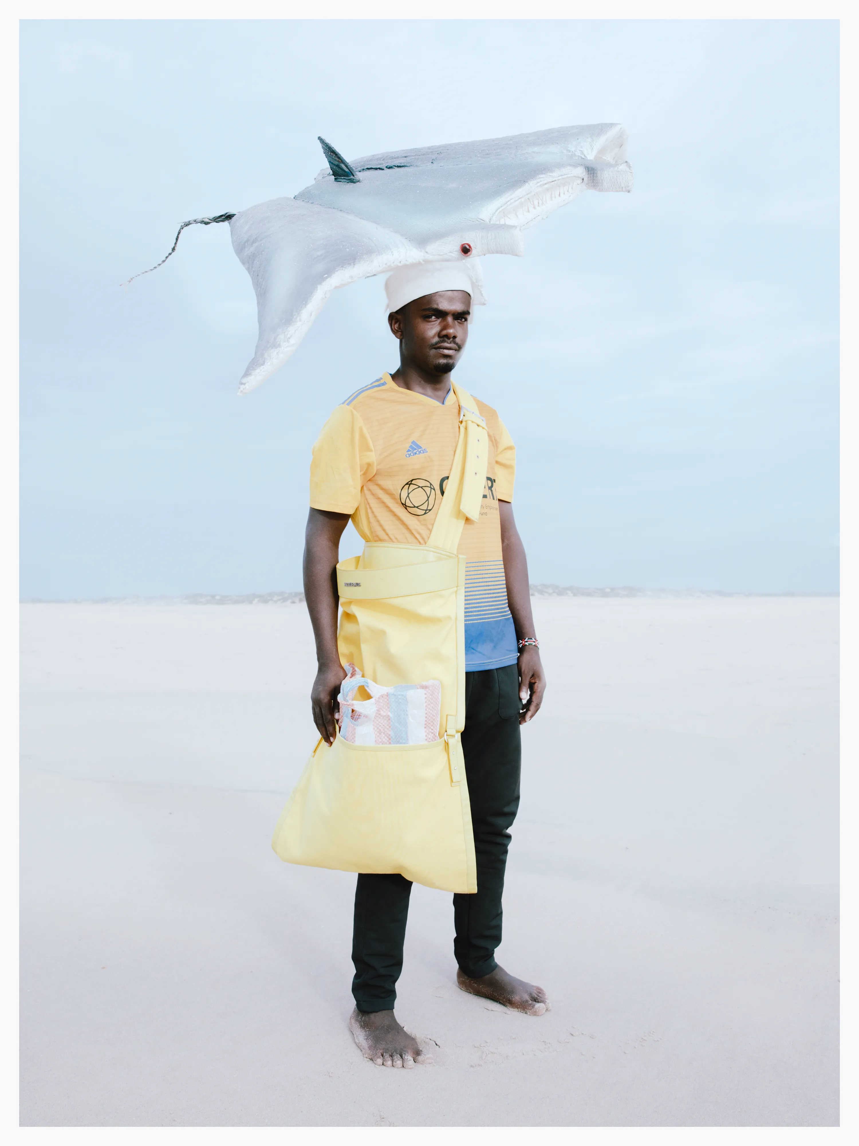 Hassan created a stingray hat to pay respect to the sea life he loves.

Photographed by me, styled by Louise Ford
