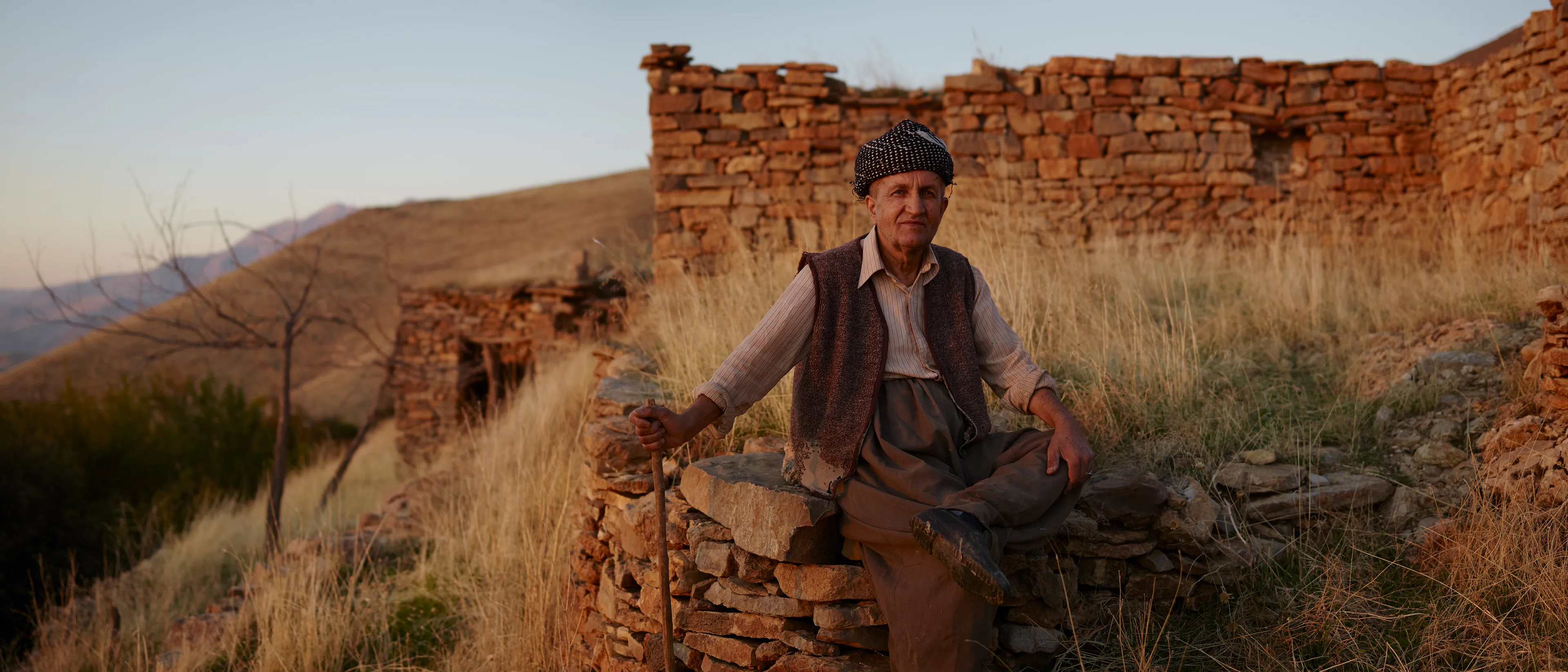 Portrait of Mala, a stone mason and agriculturist. Hawraman, Kurdistan. November 2019.