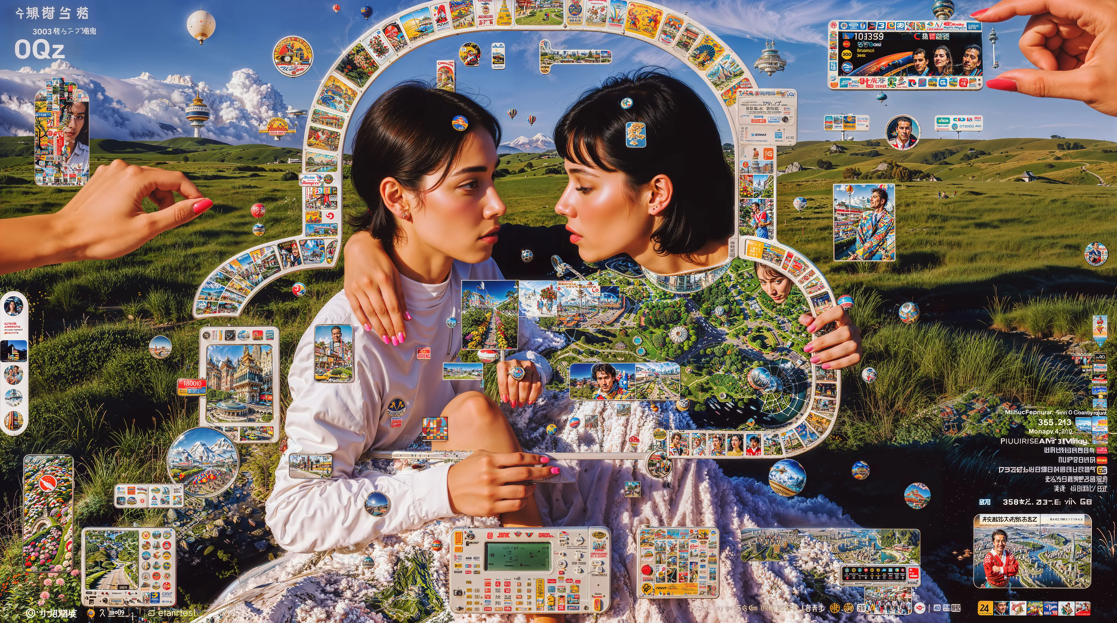 we search for ourselves
in a crowd of possibilities,
reaching through layers of borrowed identities
to hold onto something true.
in a time of infinite selves,
algorithmic floods,
and endless ways of being,
we grasp for clarity
a familiar gaze,
a steady hand,
a quiet reminder
that we still know who we are.
perhaps the act of connecting
is the truest way
of remembering ourselves
each embrace a quiet victory,
each moment of recognition
a grounding
in the chaos of limitless choices.

created in collaboration with AI,
this piece explores
the complexity of identity,
the tension of overwhelm,
and the simple reassurance
that, even in uncertainty,
we can still hold onto
ourselves.

At Least We Have Each Other By INFINITEYAY in collaboration with AI, 2025 | 11008 × 6144 | JPG