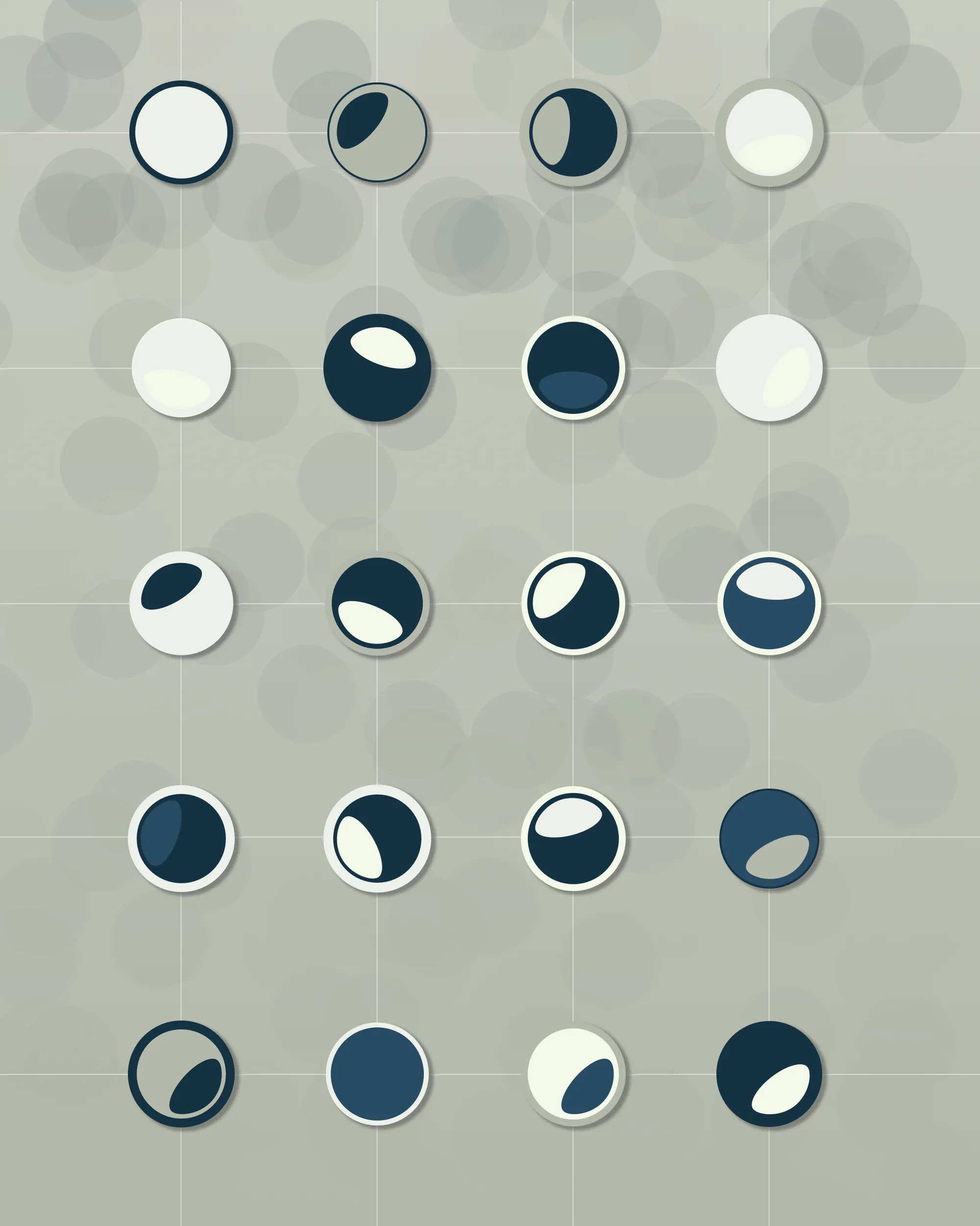 Especial Orbs is a limited generative art collection based off of an individual’s digital wallet address hash values. It takes the 20 values of your hash string and draws 20 circles (representative of those 20 values), places an element inside the circle and rotates that element by the value of your hash pair for that position (hash-pair-value * 1.411) to arrive at a value between 0-360 degrees. Each piece is a unique visual representation of your wallet hash values and the rotation of the inner element represents the 20 different values that are contained in your wallet’s hash string.